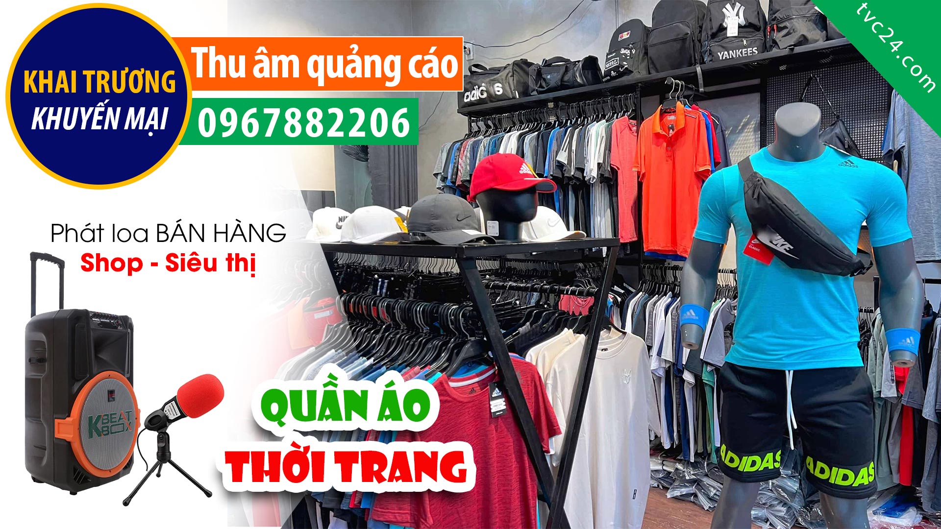  Thu âm xả hàng quần áo thể thao công ty MC đọc quảng cáo bán hàng