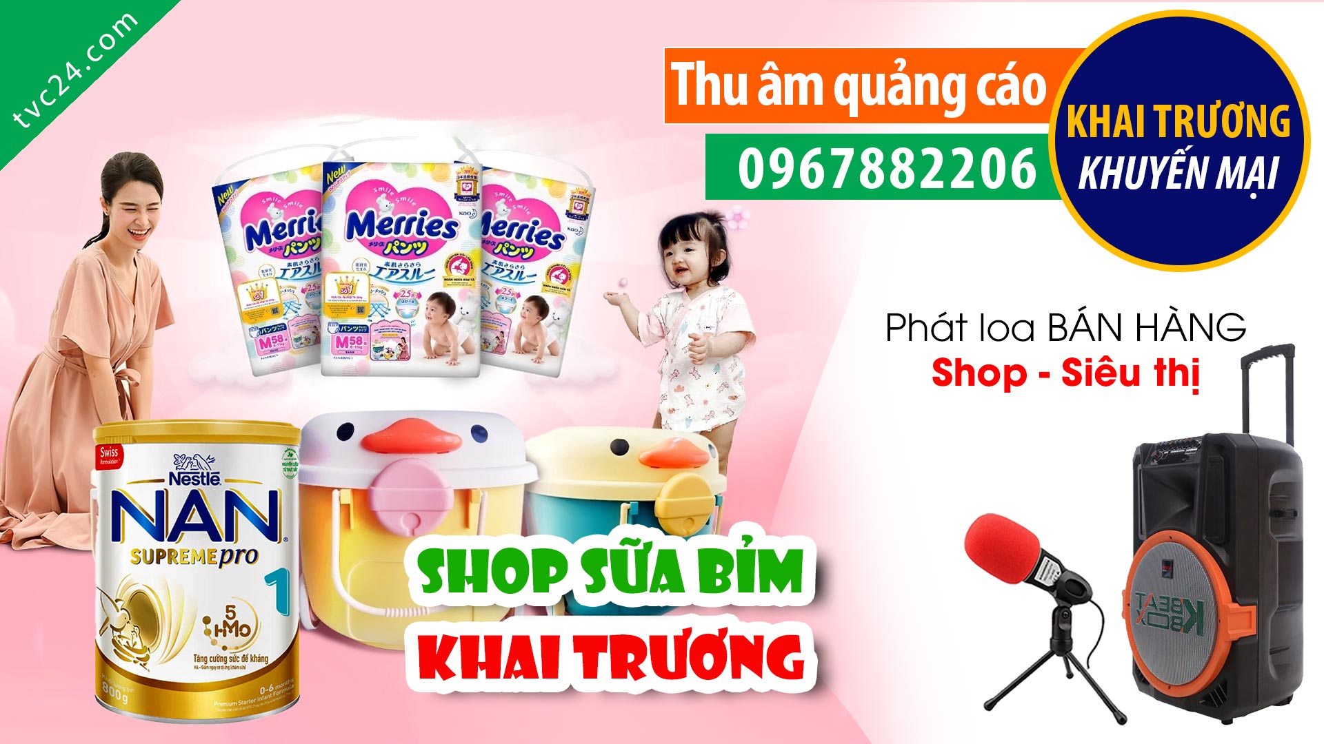  Thu âm quảng cáo khai trương | Shop sữa bỉm Duy Anh | MC Nữ Nhạc sôi động
