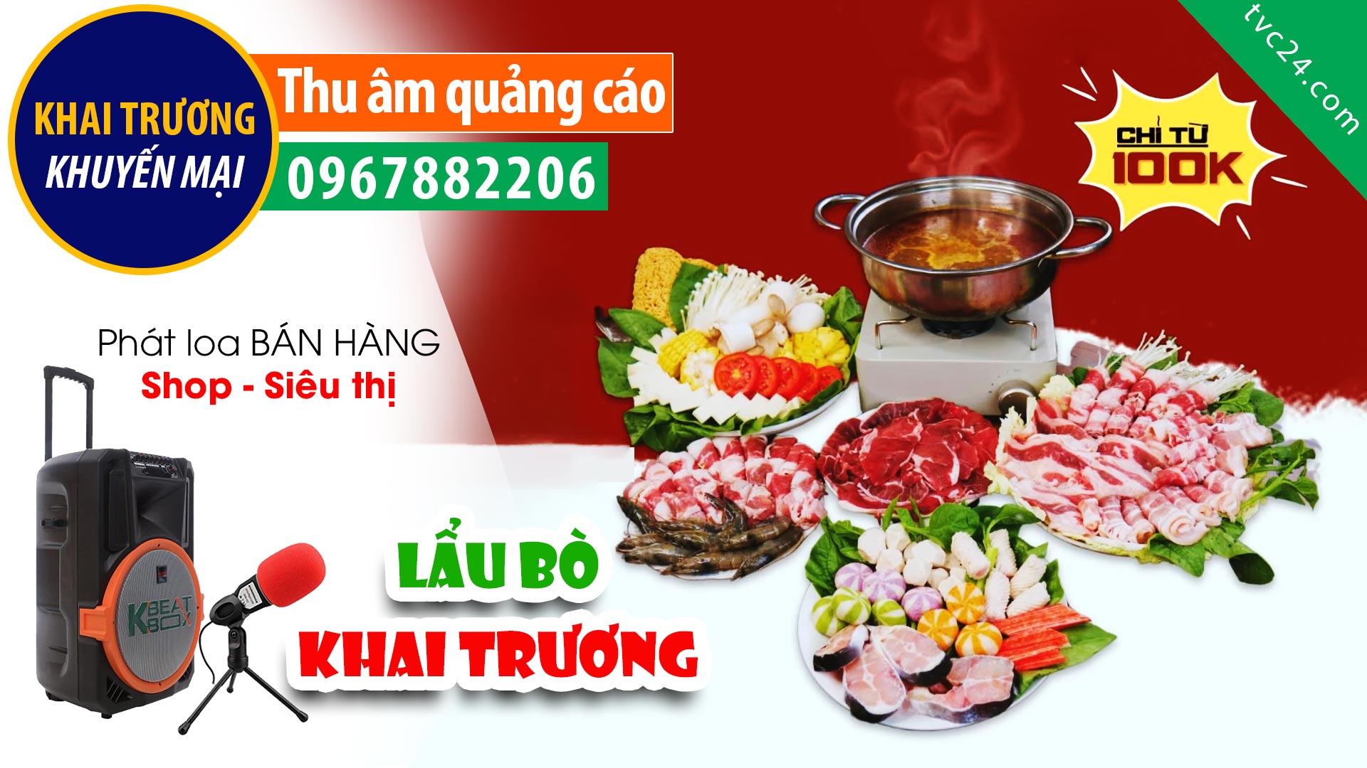  Thu âm Khai trương Chuối lẩu bò Bắc Hải 100k thơm ngon MC Nữ TVC24