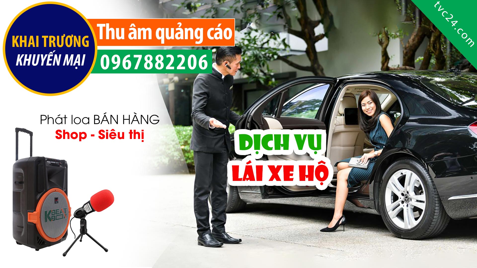  Thu âm QUẢNG CÁO dịch vụ lái xe hộ đưa đón người và xe oto HTM