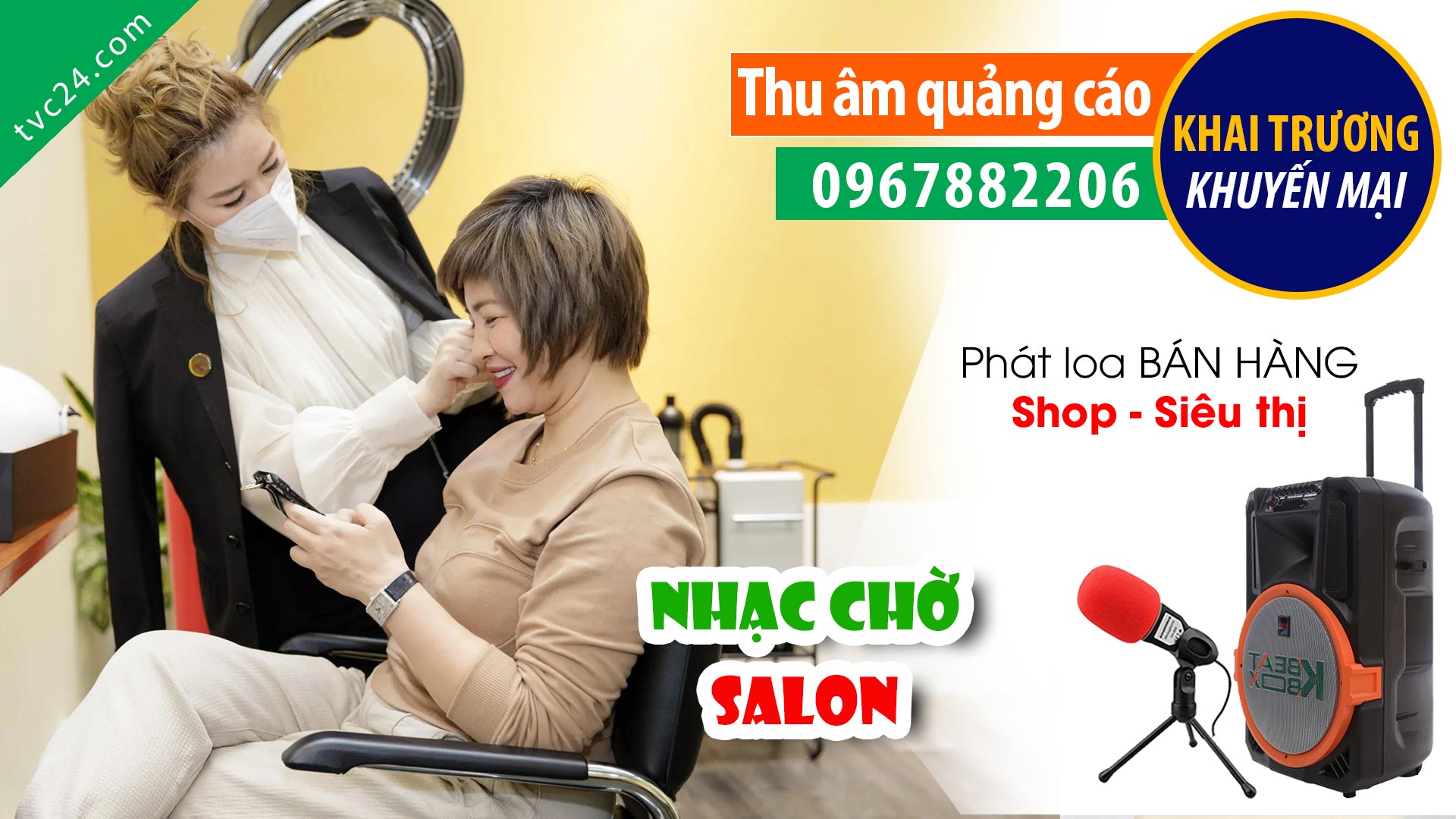  Thu âm nhạc chờ Tổng đài salon tóc Thu Hường TVC24 đọc QUẢNG CÁO