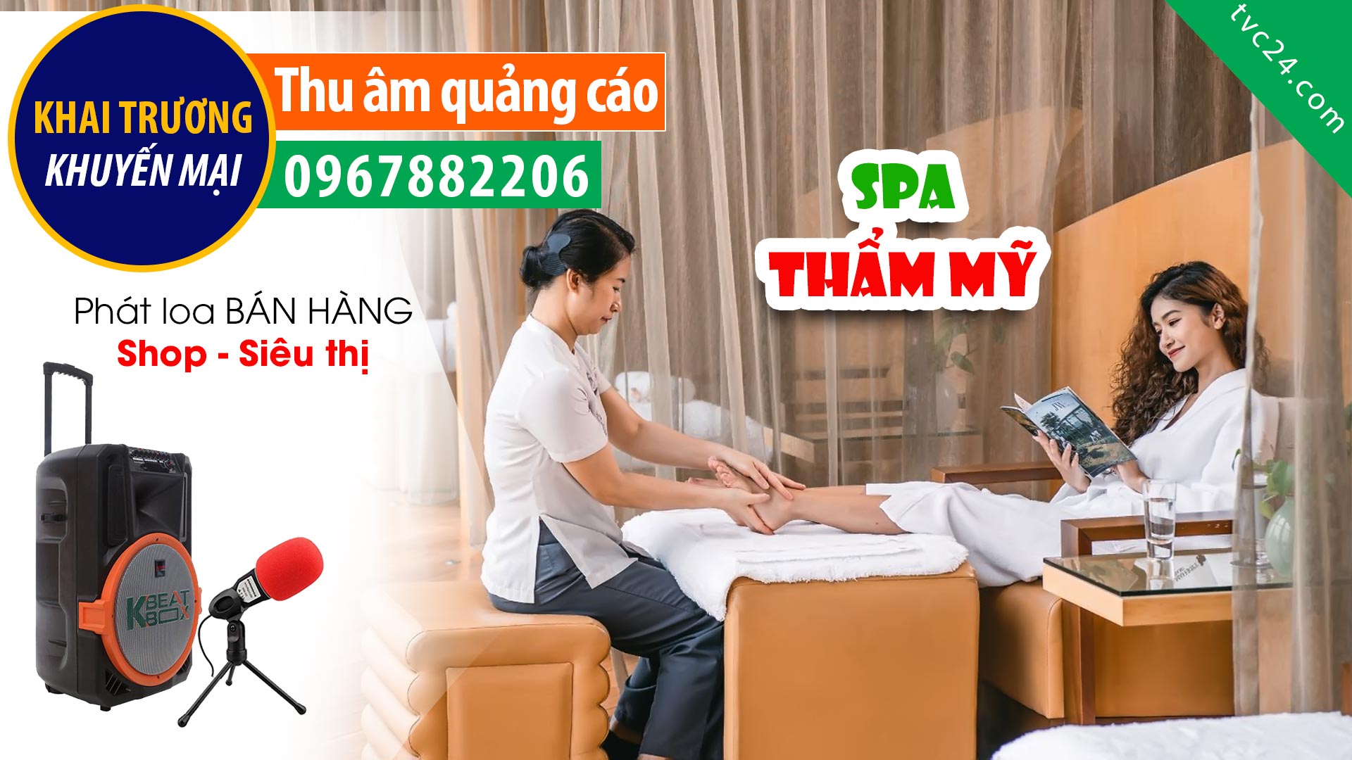  Thu âm Quảng cáo khuyến mại Minh Huyền spa TVC24 đọc Khai trương