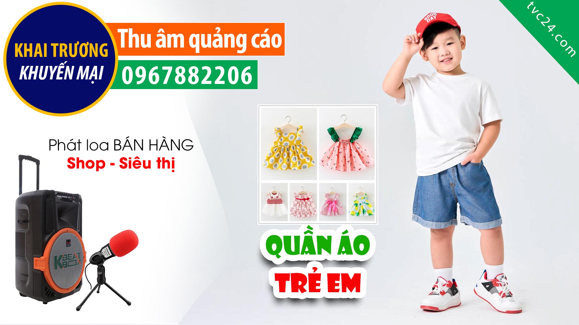  Thu âm KHAI TRƯƠNG shop quần áo trẻ em Cún Cưng MC đọc hấp dẫn cuốn hút