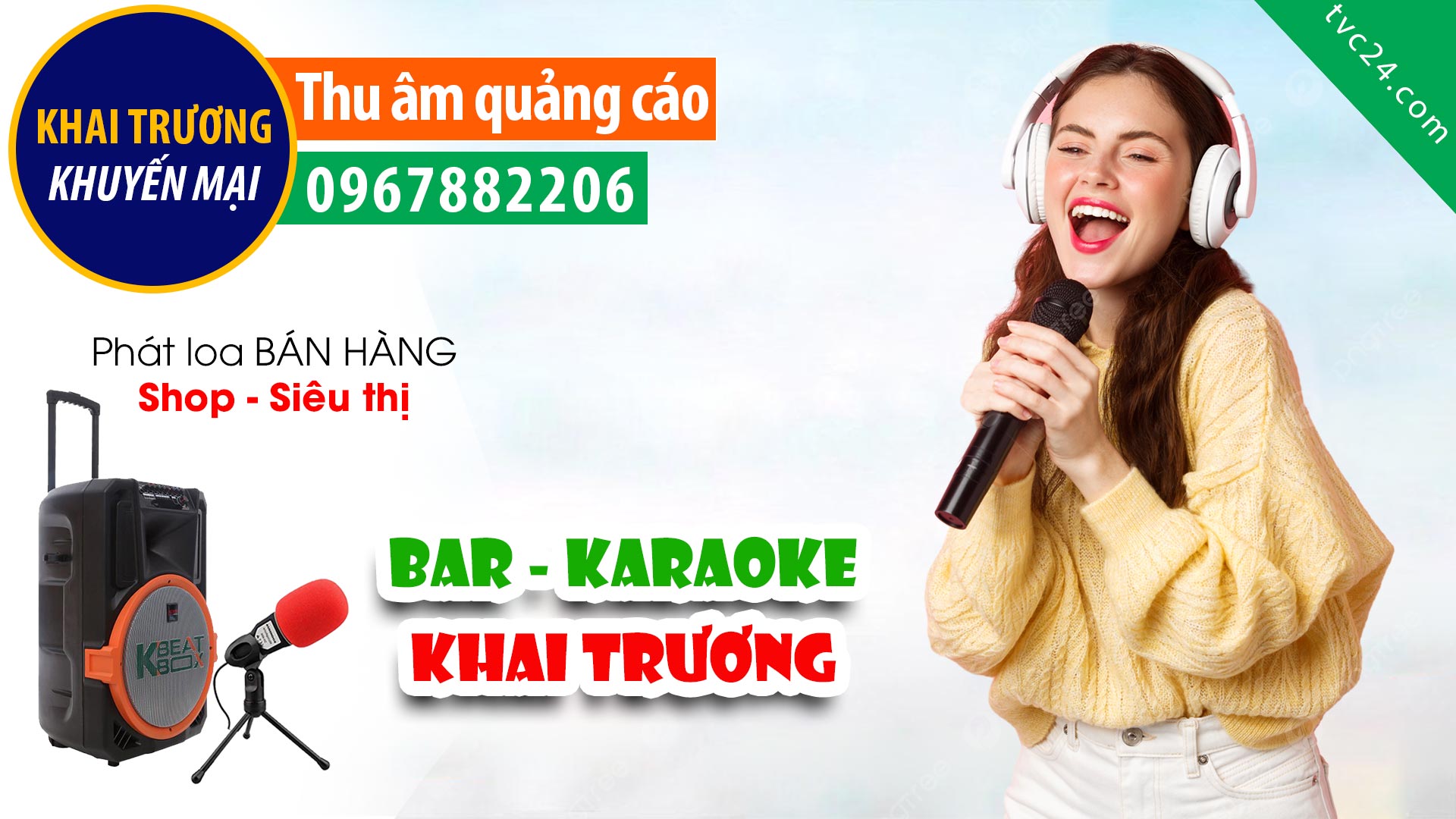  Thu âm khai trương Quán Bar karaoke V11 phòng thu TVC24 đọc quảng cáo