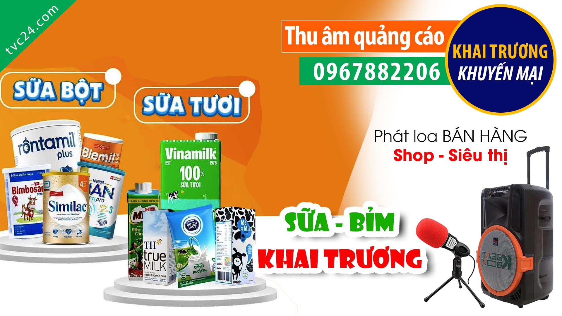  Thu âm Quảng cáo khai trương Của hàng tạp hoá sữa bỉm Nga Trí TVC24 đọc Khuyến mại hấp dẫn