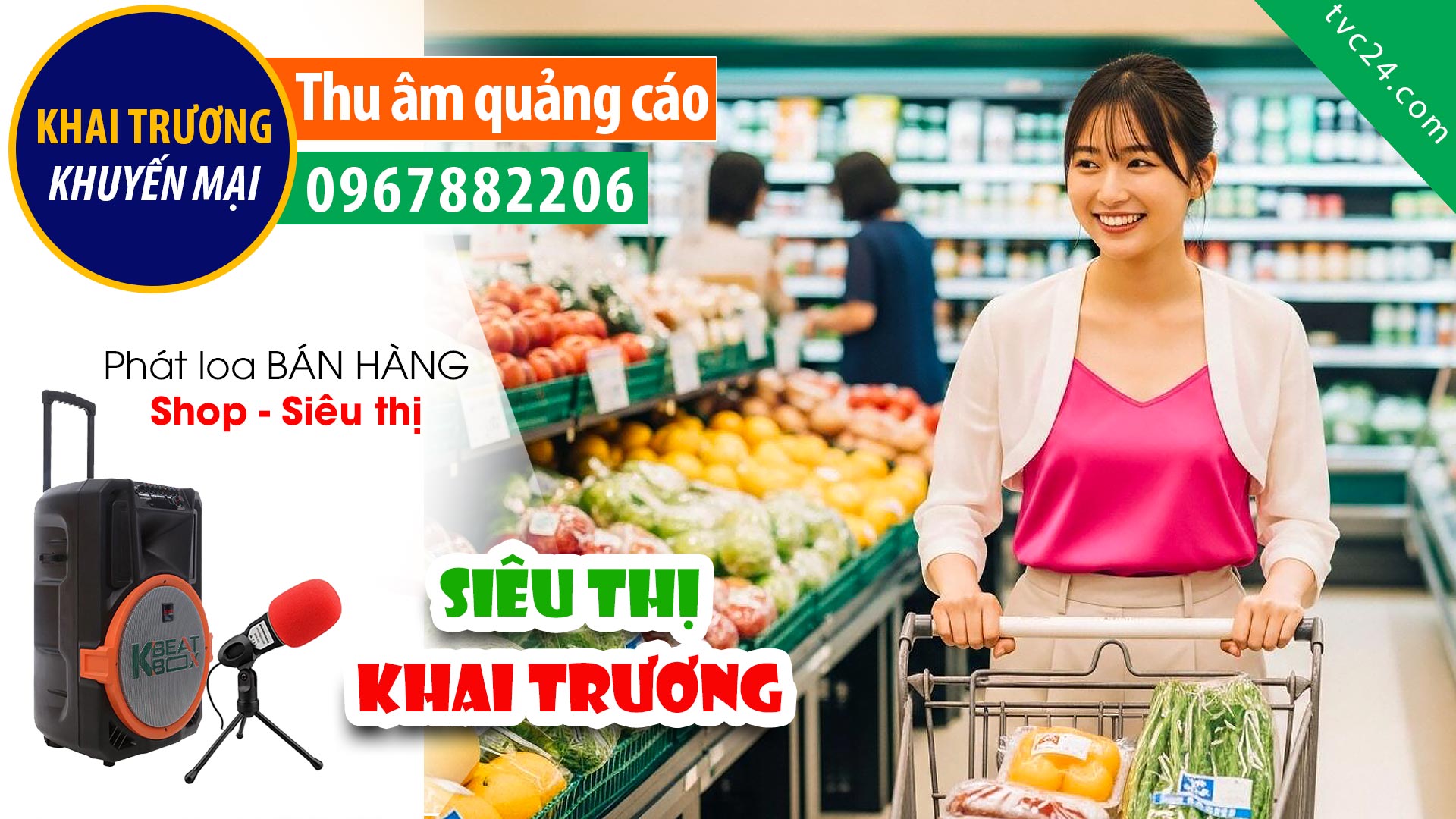 Thu âm Quảng cáo KHAI TRƯƠNG siêu thị sữa bỉm Minh Anh MC Nữ