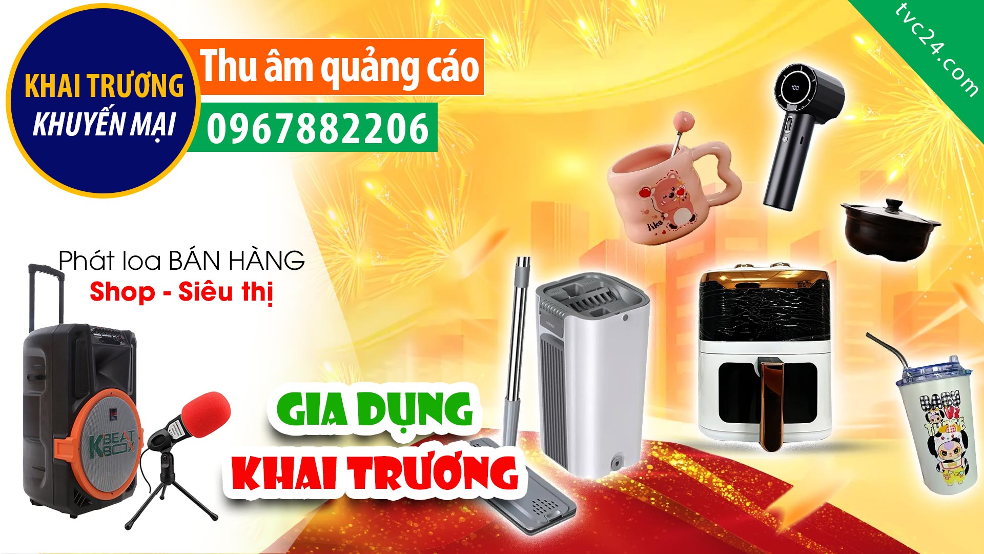 Thu âm Quảng cáo khai trương cửa hàng gia dụng Minh Châu MC nữ đọc cực chất