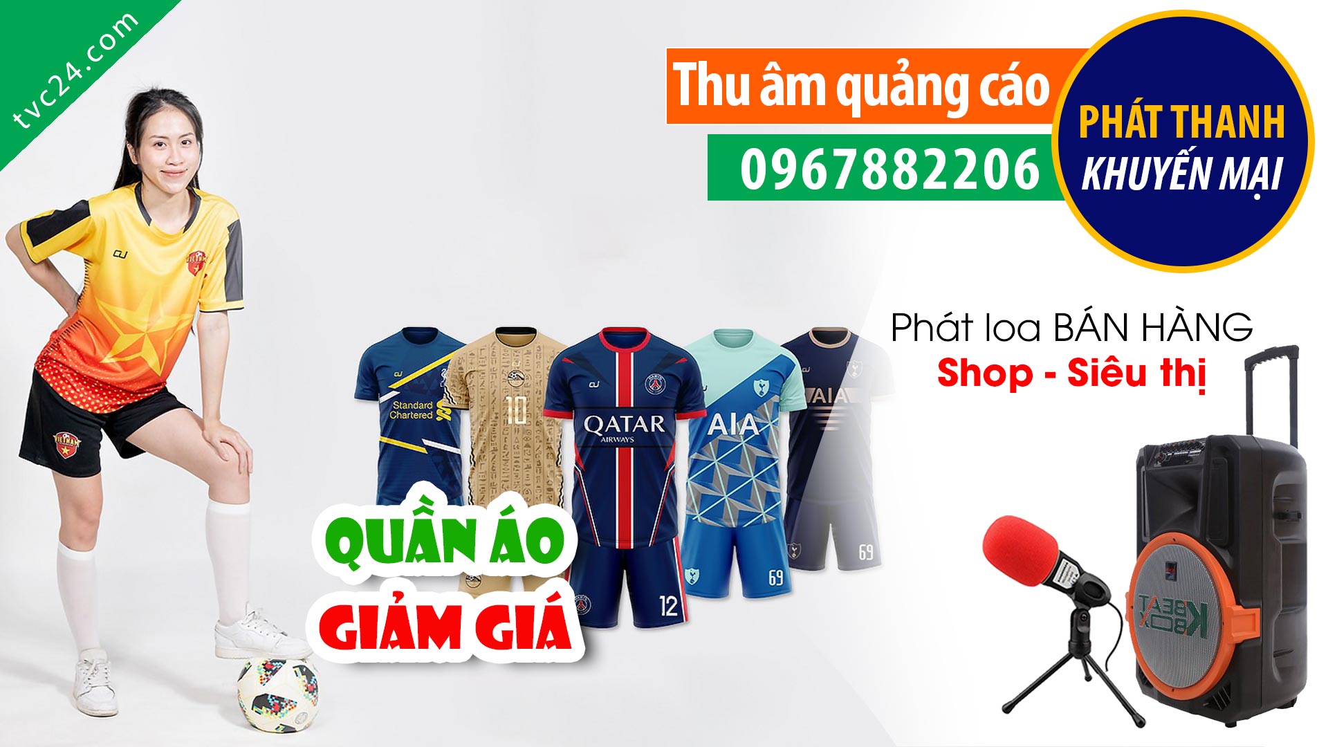  Thu âm Quảng cáo thanh lý xả hàng Gian hàng đồ thể thao