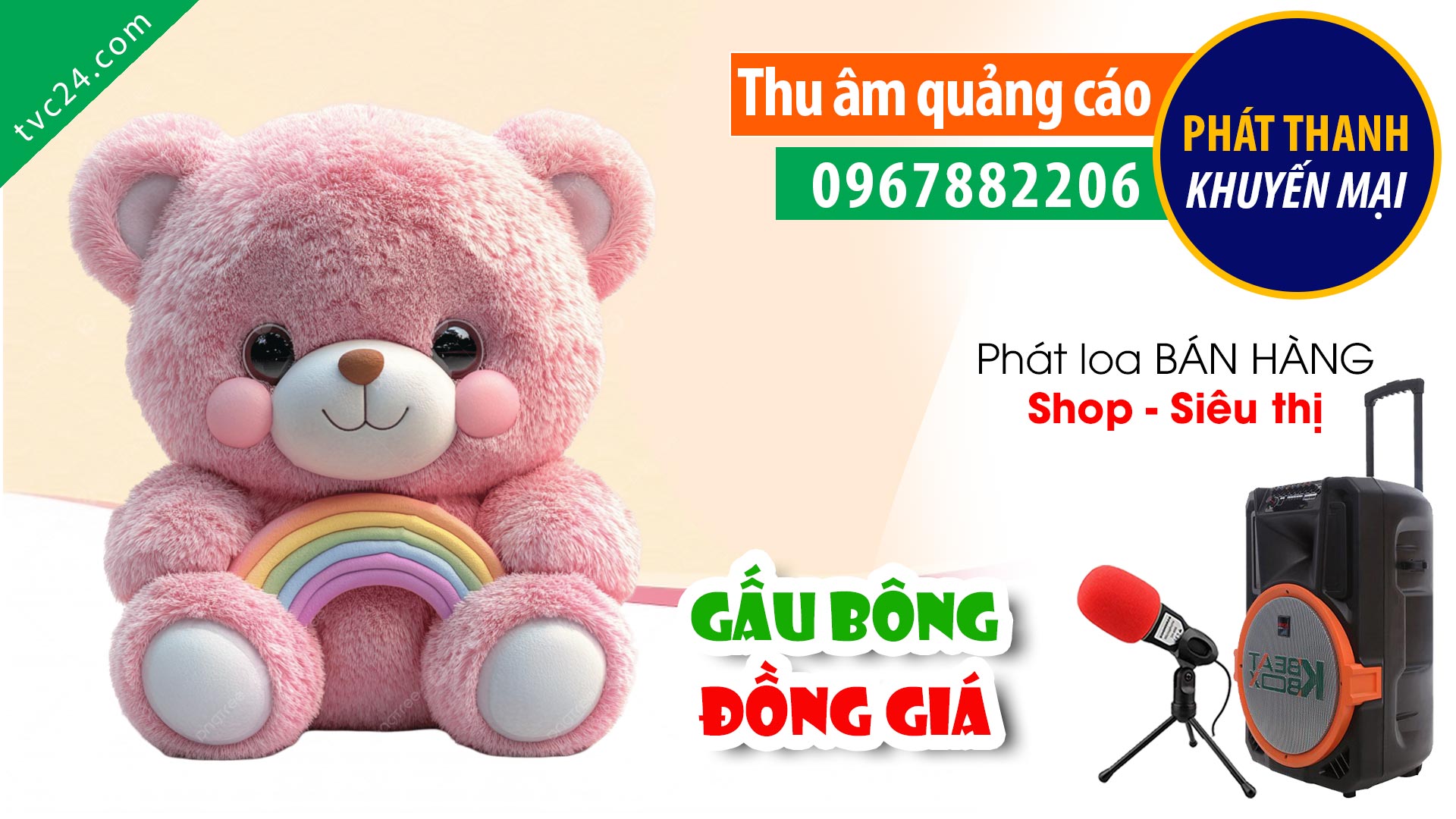  Thu âm Quảng cáo KHAI TRƯƠNG | Bán hàng Gấu bông đồng giá 39k | MC đọc khuyến mại giảm giá hấp dẫn