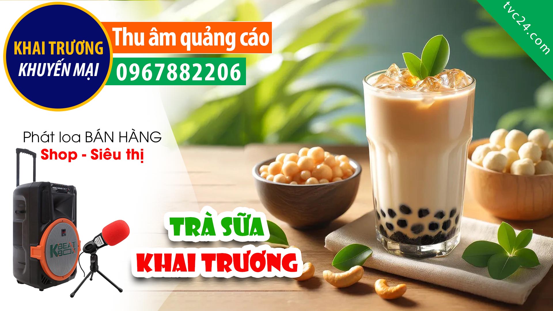 Thu âm Quảng cáo khai trương tiệm Trà sữa Hata MC đọc khuyến mại hấp dẫn