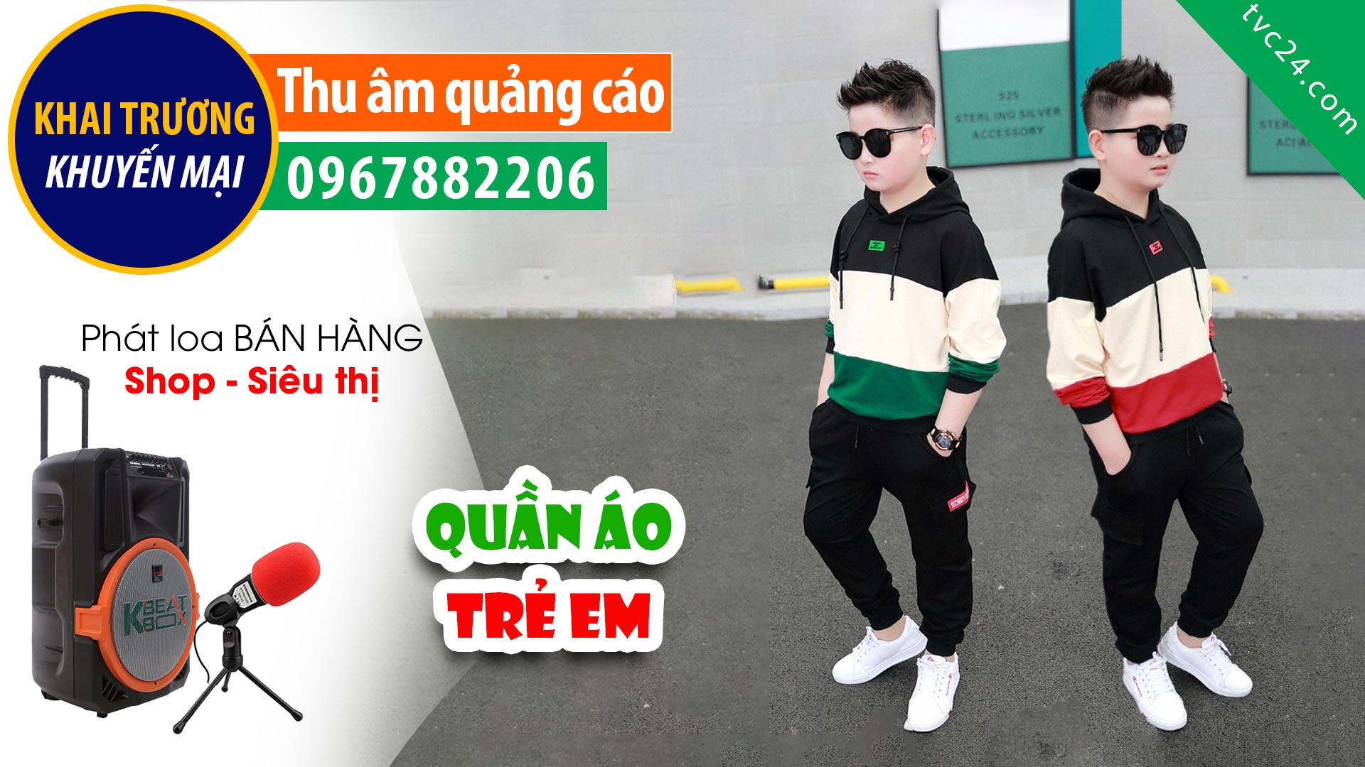 Thu âm quảng cáo bán quần áo trẻ em Shop Hồng Phong MC đọc giảm giá