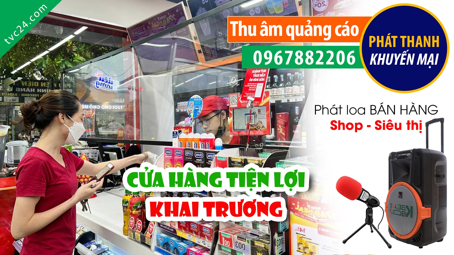 Thu âm quảng cáo khai trương Cửa hàng tiện lợi Tiến Nguyệt MC Nữ đọc khuyến mại