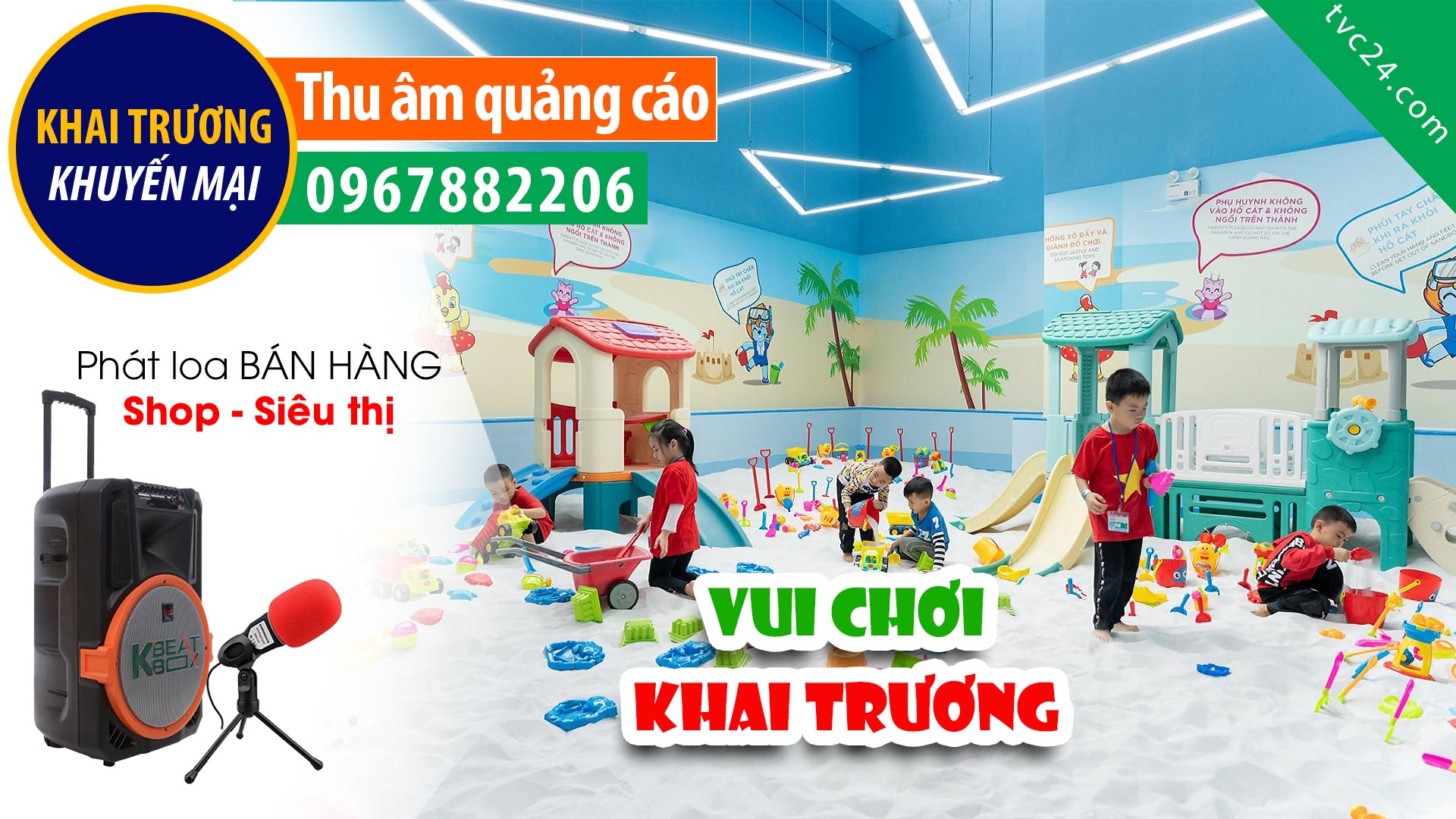 Thu âm Quảng cáo khai trương Khu vui chơi trẻ em Minh Phú MC đọc khuyến mại