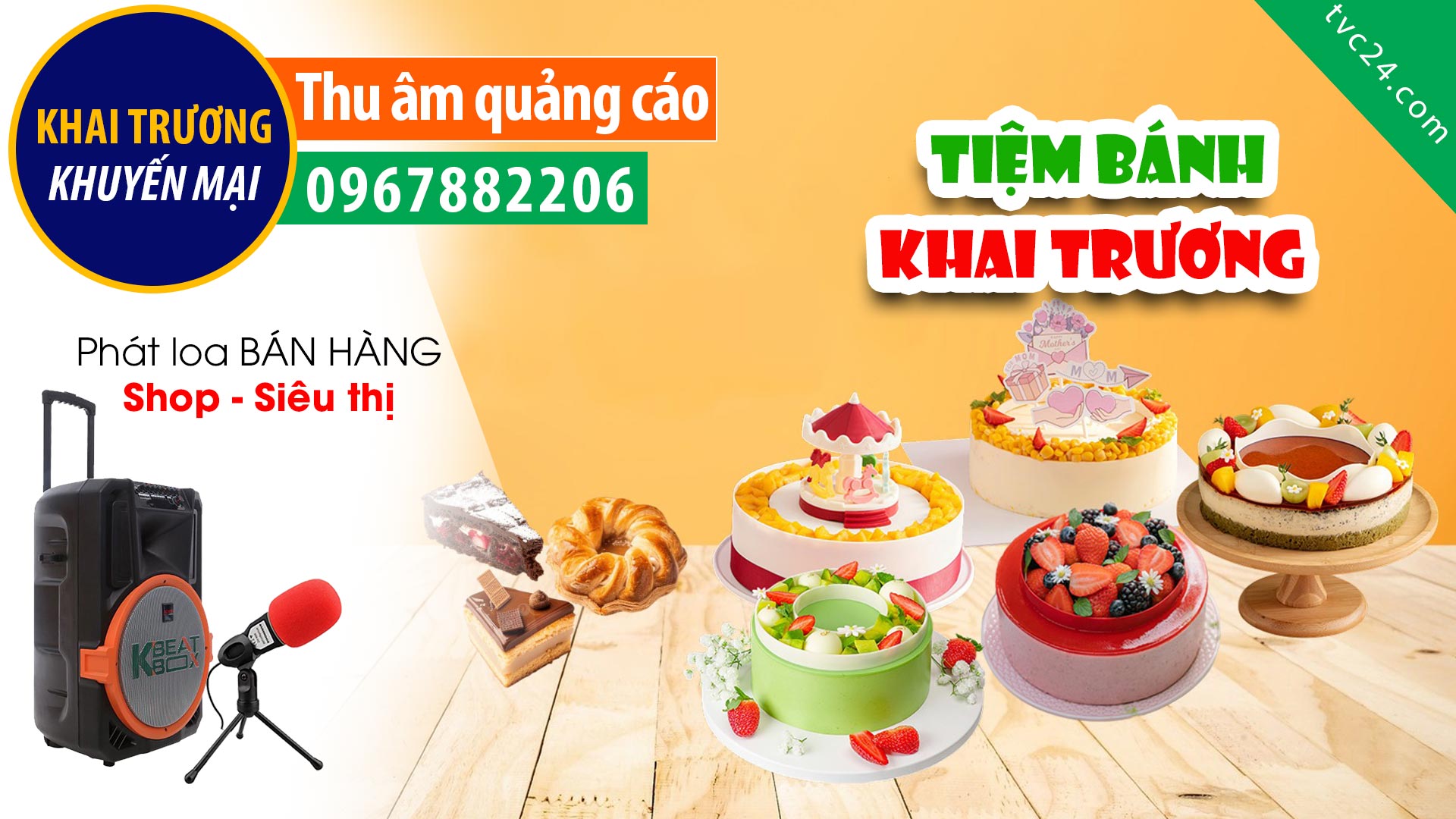 Thu âm Quảng cáo khai trương Tiệm bánh Gấu Dâu Bánh sinh nhật Bánh su kem