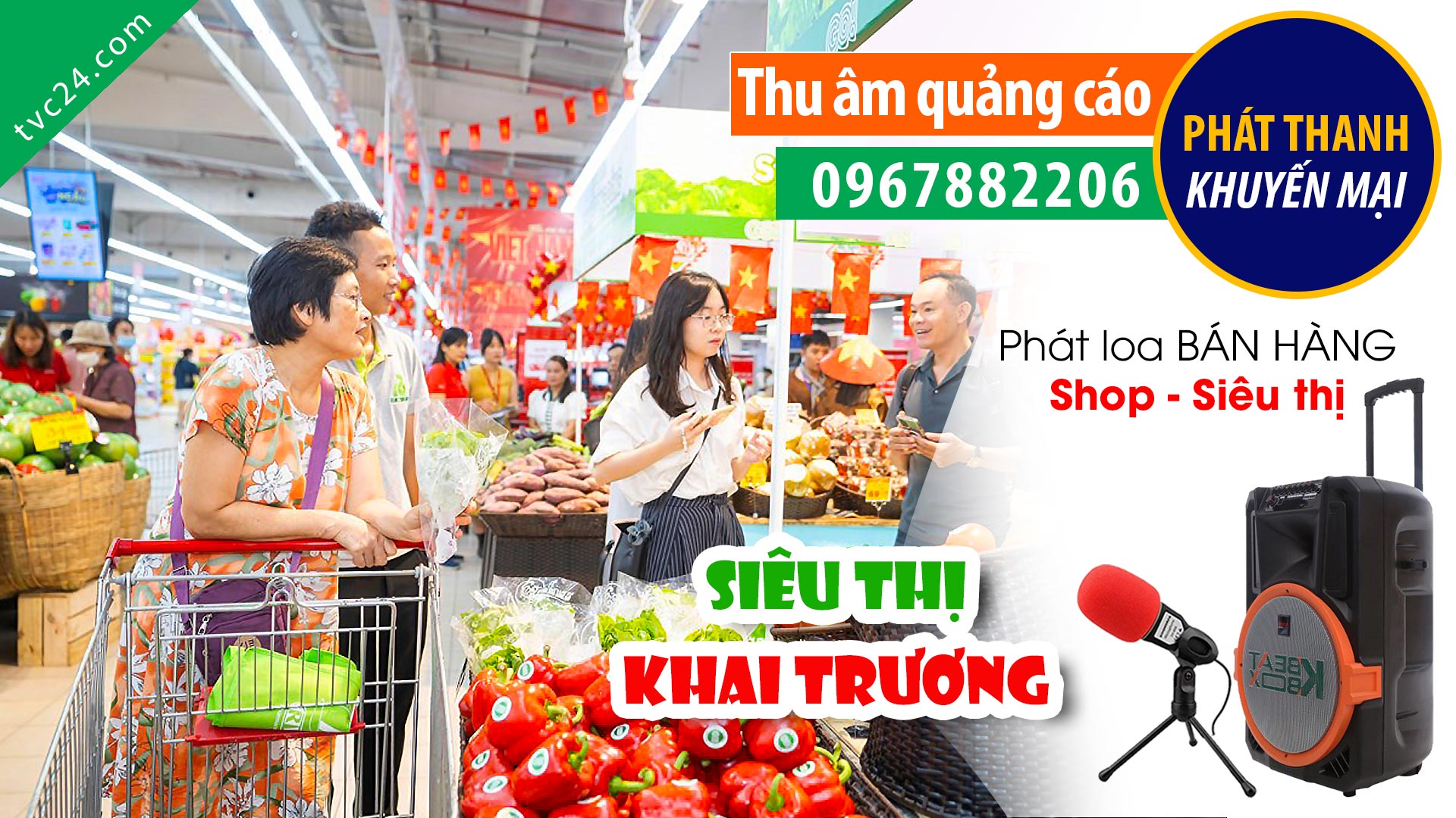  Thu âm KHAI TRƯƠNG Siêu thị Minh Giang TVC24 đọc quảng cáo khuyến mại