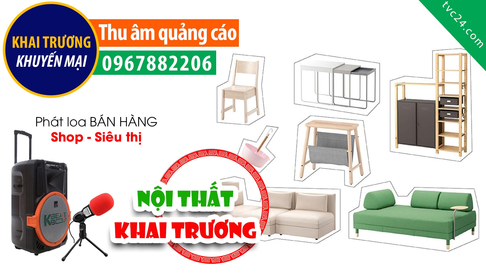 Quảng cáo Khai trương Nội thất nhựa Gia Hưng MC đọc khuyến mại