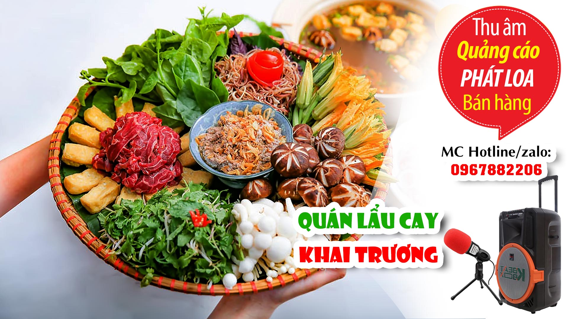 Thu âm Quảng cáo khai trương Quán lẩu cay Đức Huệ TVC24 đọc khuyến mại hấp dẫn
