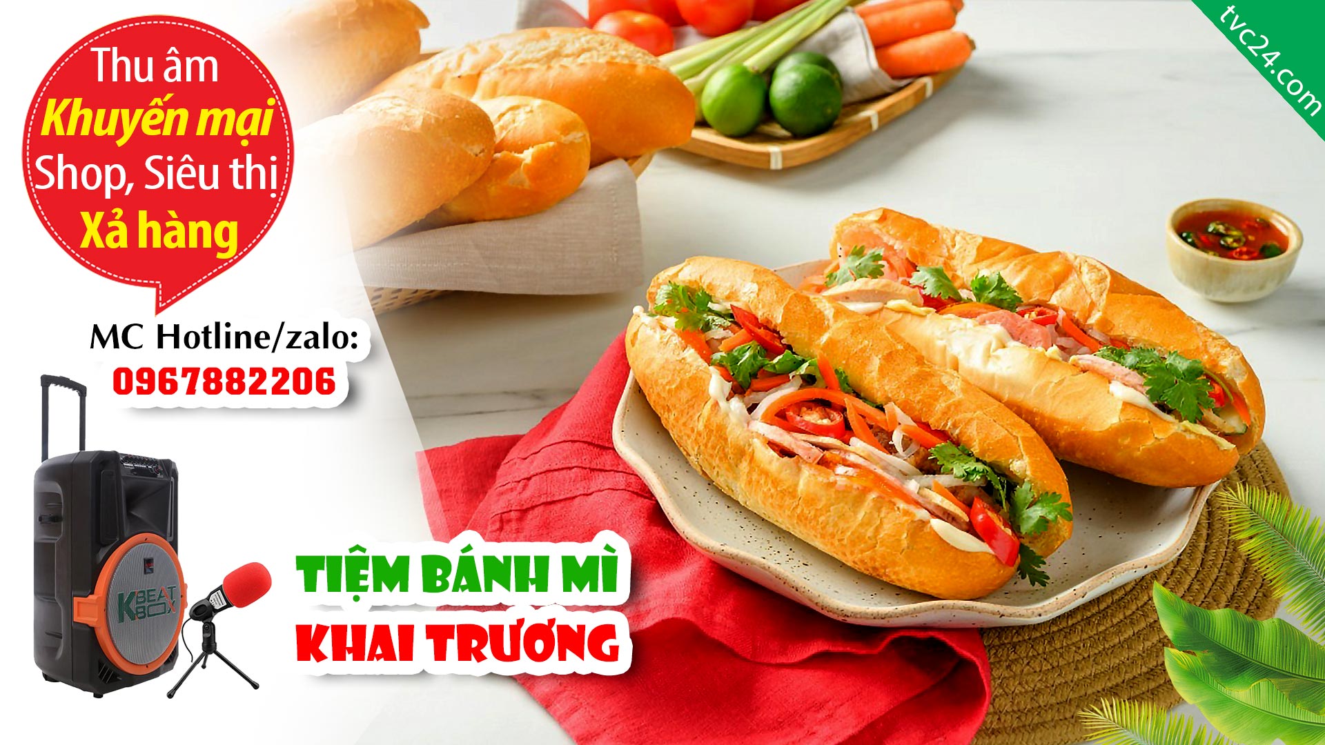 Thu âm Quảng cáo khai trương Tiệm bánh mỳ Nam Anh nóng hổi thơm ngon