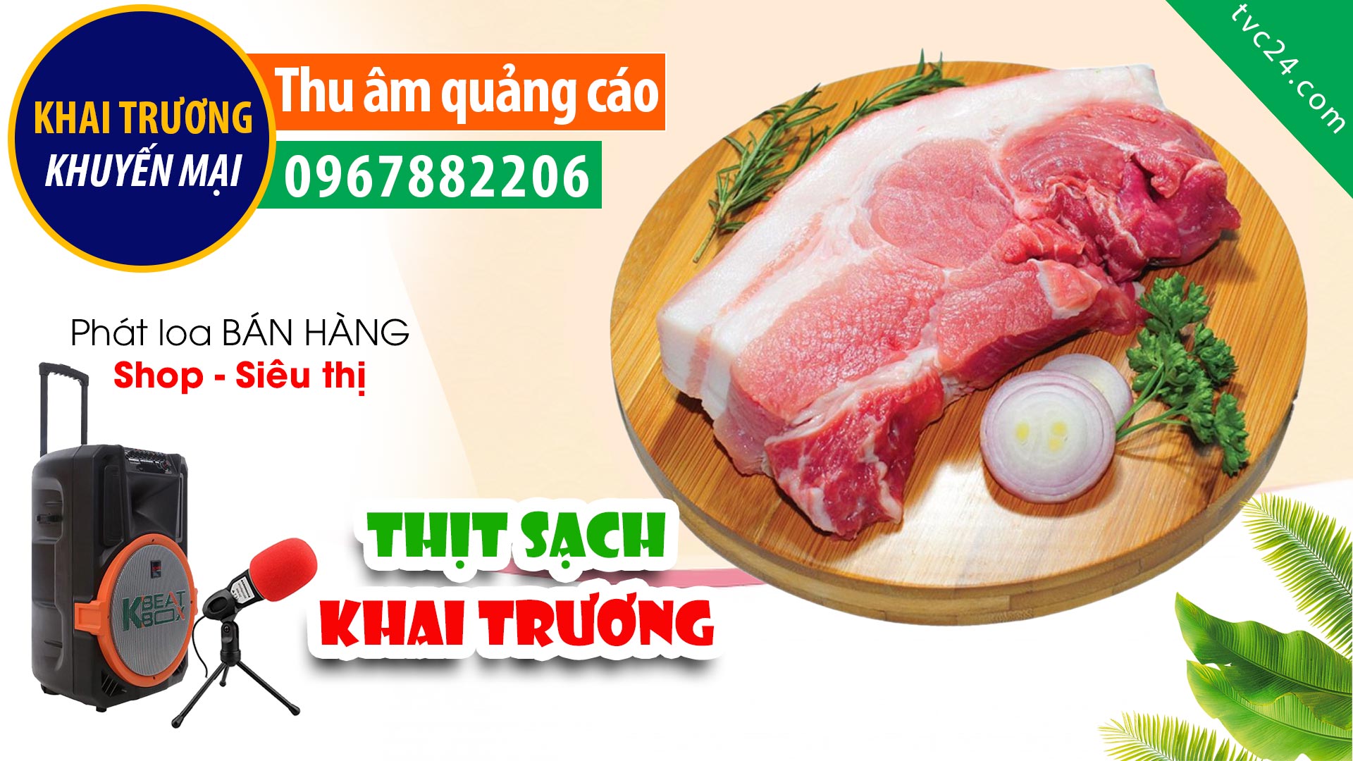 Thu âm Quảng cáo khai trương Cửa hàng thịt lợn sạch Meat Toyou