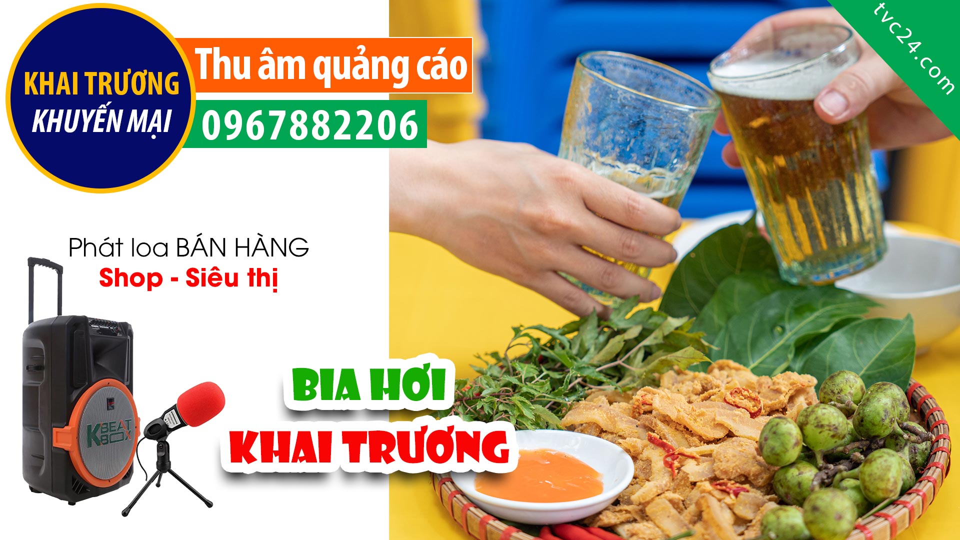  Thu âm Quảng cáo khai trương Bia hơi Hà Nội 82 Quán MC đoc khuyến mại giảm giá bán hàng