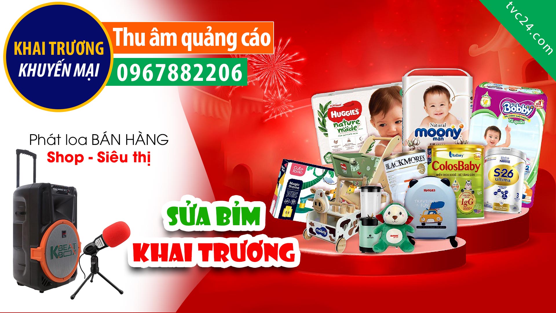 Thu âm Quảng cáo Siêu thị Mom’s Love sinh nhật MC đọc khuyến mại