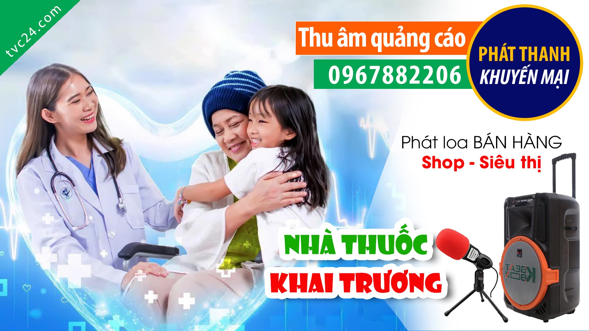  SỐC Thu âm quảng cáo khai trương Nhà thuốc Á châu 6 TVC24 đọc khuyến mại