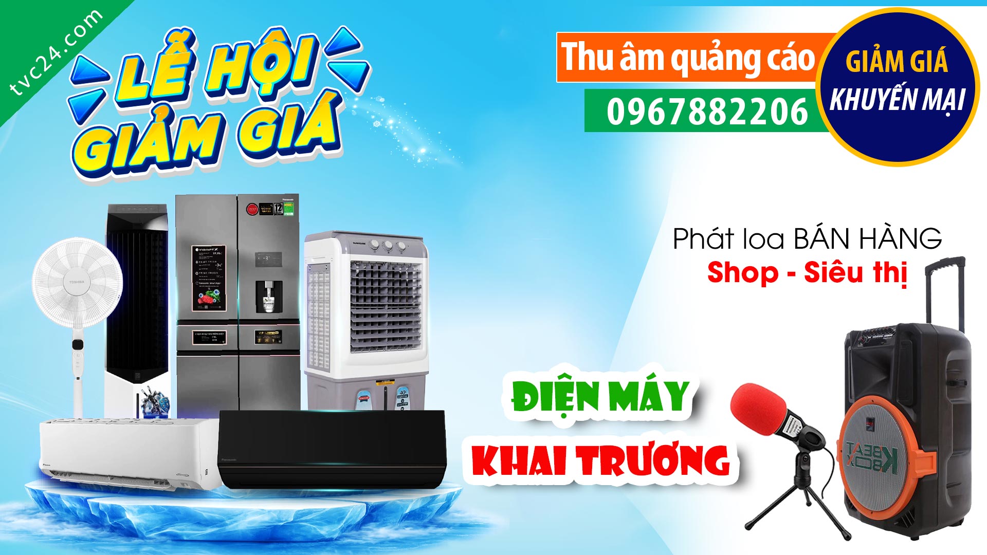 Thu âm quảng cáo Điện máy Sơn Trang TVC24 đọc khai trương khuyến mại