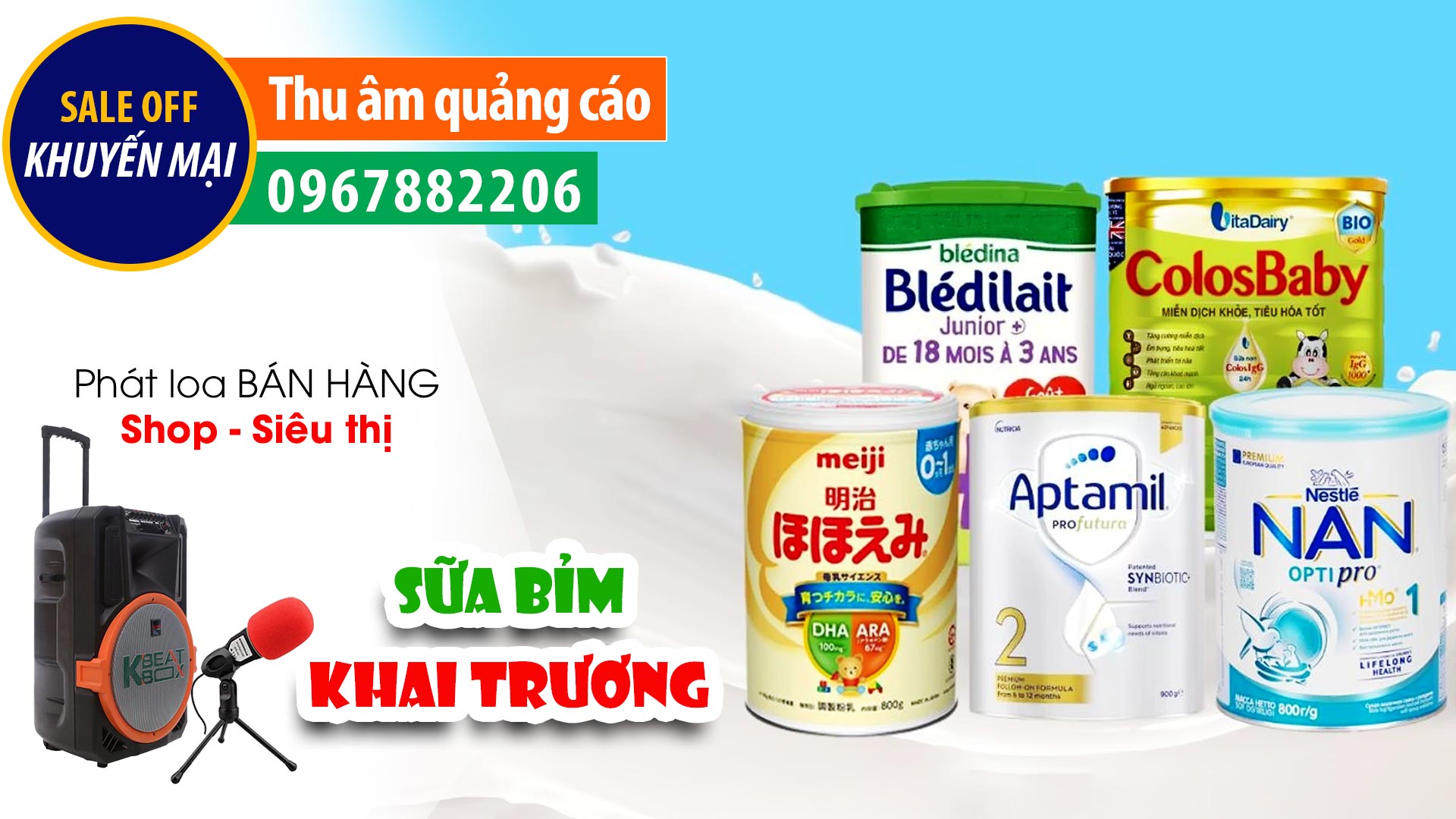 Thu âm Quảng cáo khai trương bán hàng khuyến mại shop sữa bỉm Momi baby store