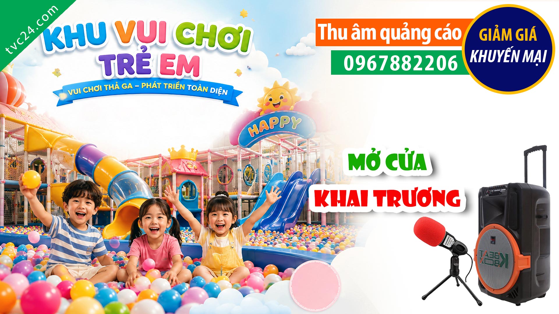  Thu âm Quảng cáo mở cửa khai trương Khu vui chơi trẻ em Giang Anh Kid