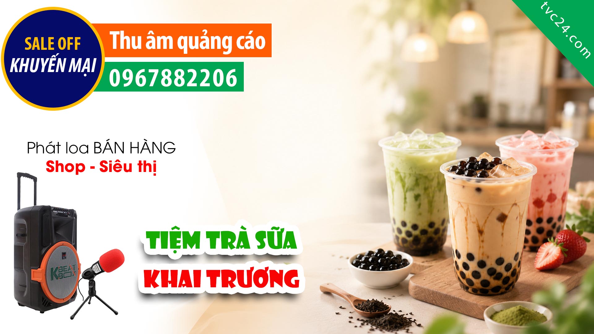 Thu âm Quảng cáo khai trương trà sữa Hoàng Gia MC đọc cuốn hay khách hàng