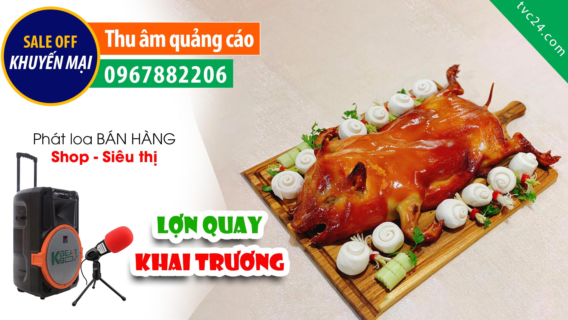Thu âm Quảng cáo khai trương Bán LỢN QUAY Vịt Nướng nóng hổi thơm ngon da giòn tan