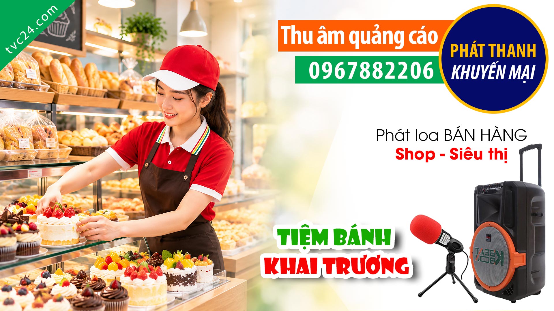 Thu âm Quảng cáo khai trương Tiệm Bánh sinh nhật bánh ngọt bánh mì Bakery Phú Gia 2
