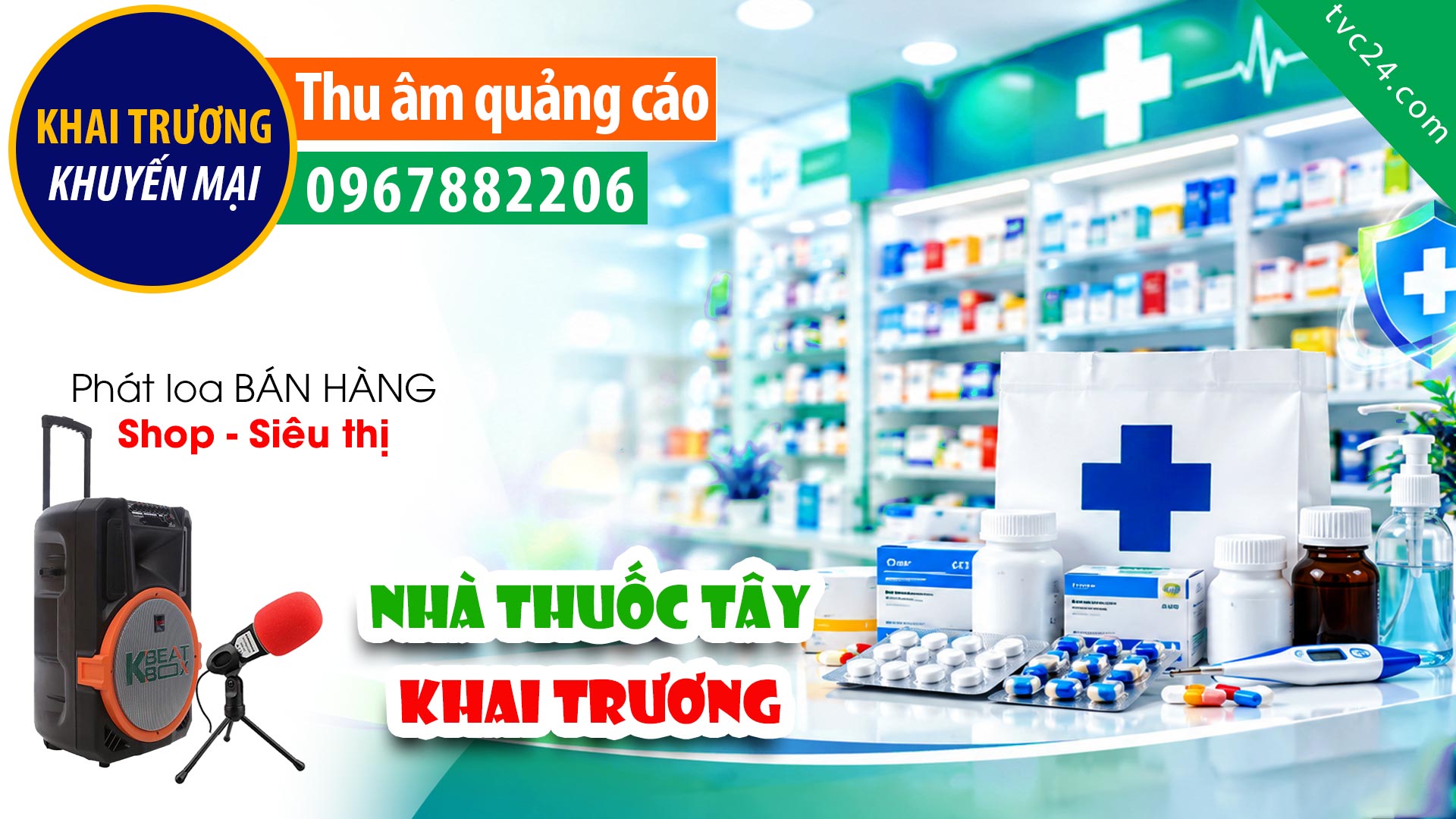 Thu âm Quảng cáo KHAI TRƯƠNG Nhà thuốc Thống Nhất MC đọc khuyến mại