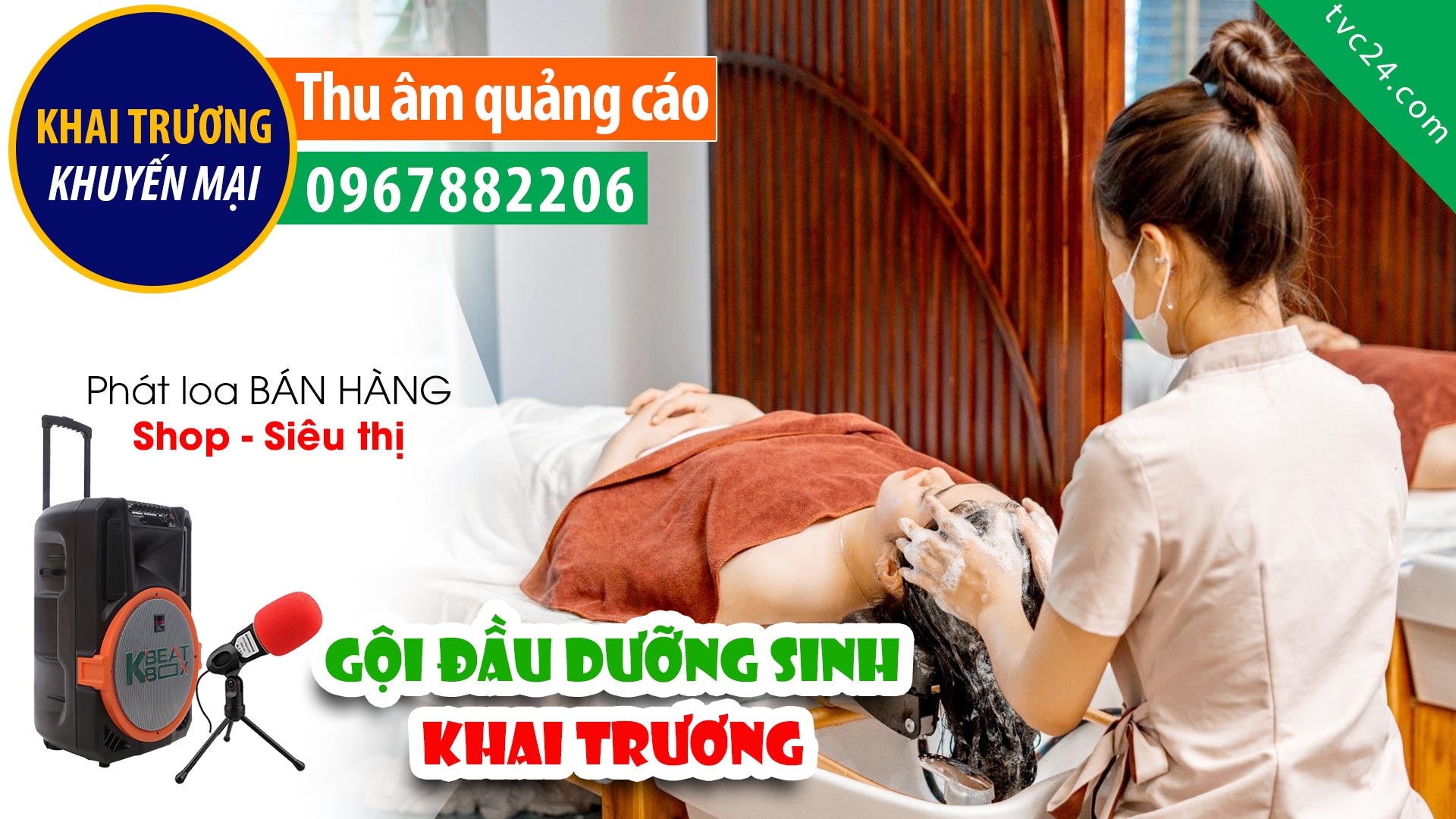 Thu âm Quảng cáo khai trương Gội đầu dưỡng sinh massage cổ vai gáy Relax Tân An TVC24 đọc khuyến mại
