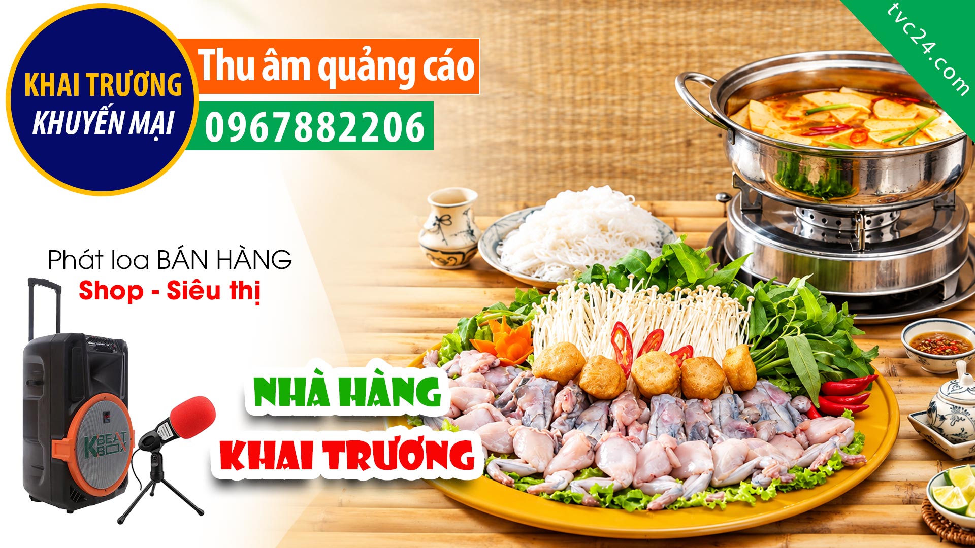 Thu âm Quảng cáo KHAI TRƯƠNG Nhà hàng Gia Hưng TVC24 đọc siêu hấp dẫn thu hút khách hàng