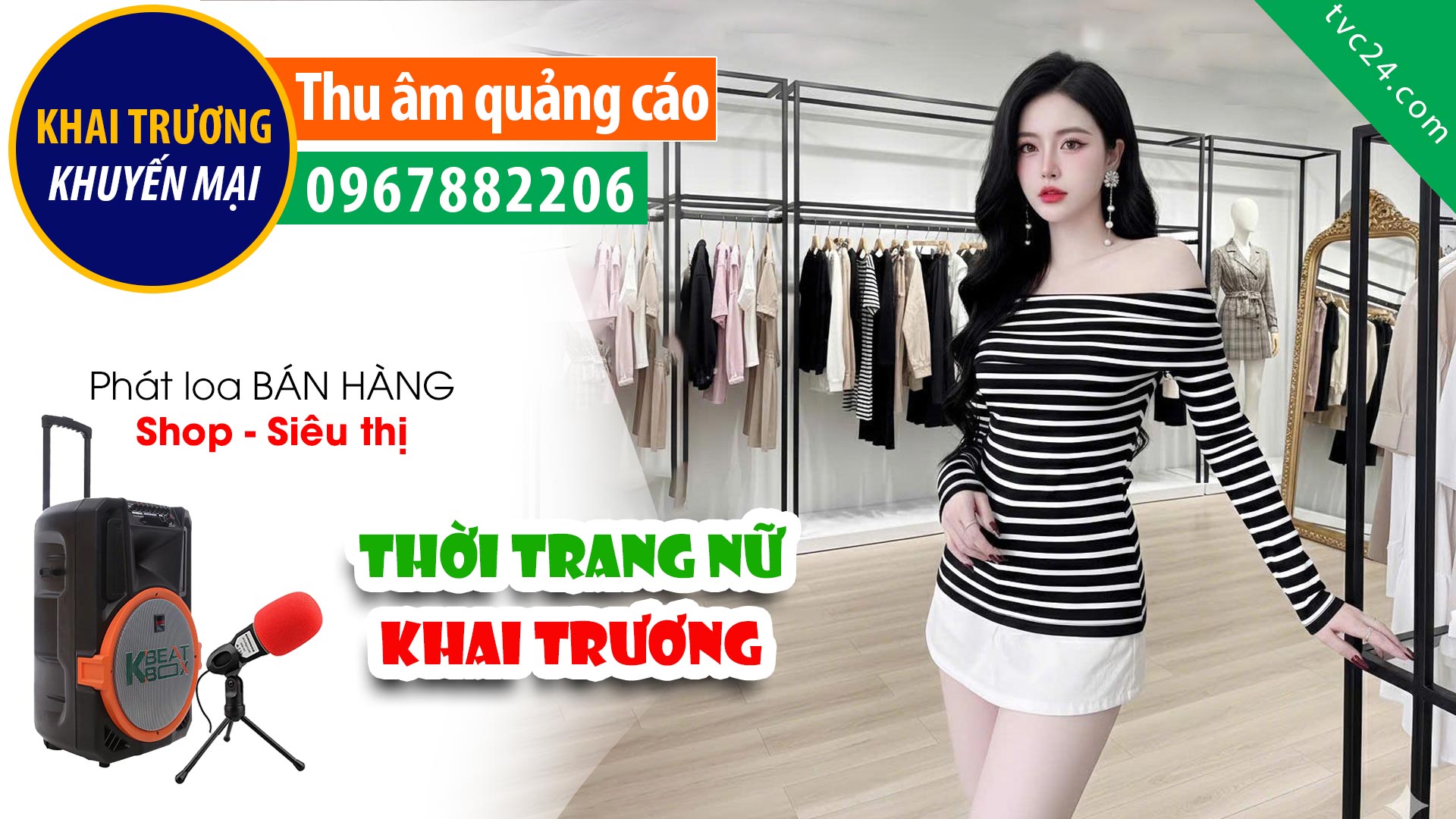 Thu âm Quảng cáo khai trương Shop thời trang nữ Sohee TVC24 đọc khuyến mại bán hàng