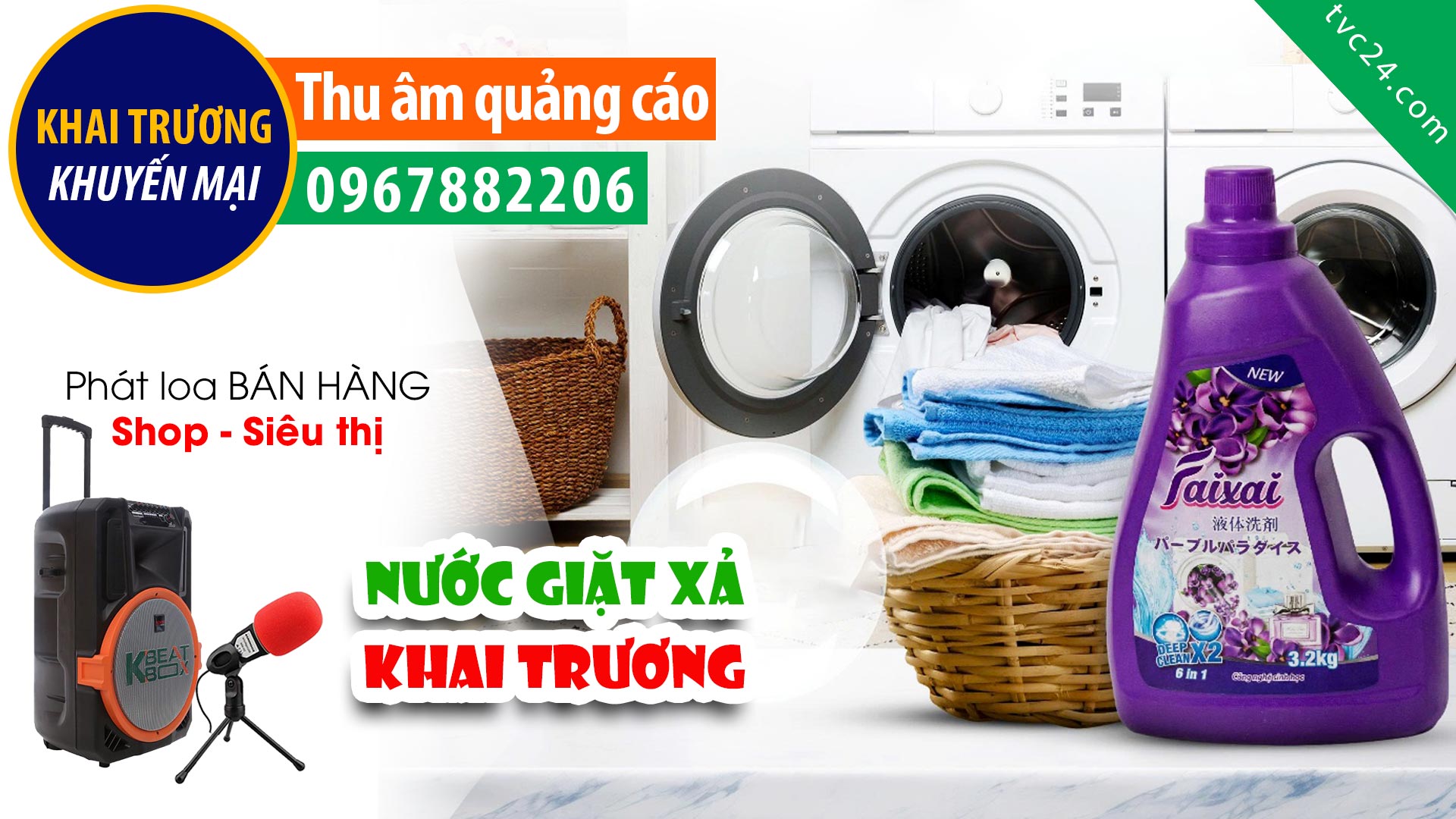 Thu âm Quảng cáo Nước giặt Faixai TVC24 đọc KHUYẾN MẠI giảm giá hấp dẫn