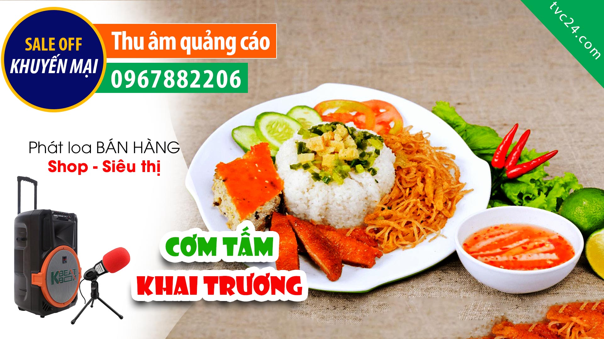 Thu âm quảng cáo KHAI TRƯƠNG | Cơm tấm Song Ngọc thơm ngon hấp dẫn | MC đọc Phát loa BÁN HÀNG