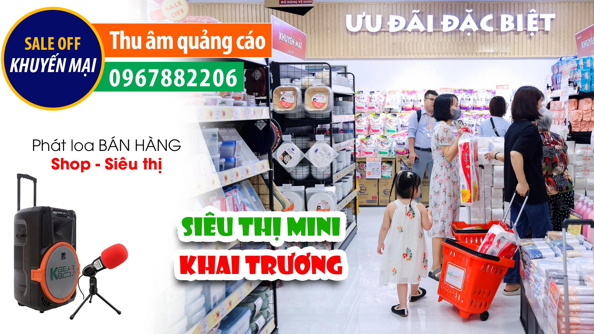 Thu âm Quảng cáo khai trương Siêu thị Mini Mart Thuỷ Lương TVC24 đọc bán hàng