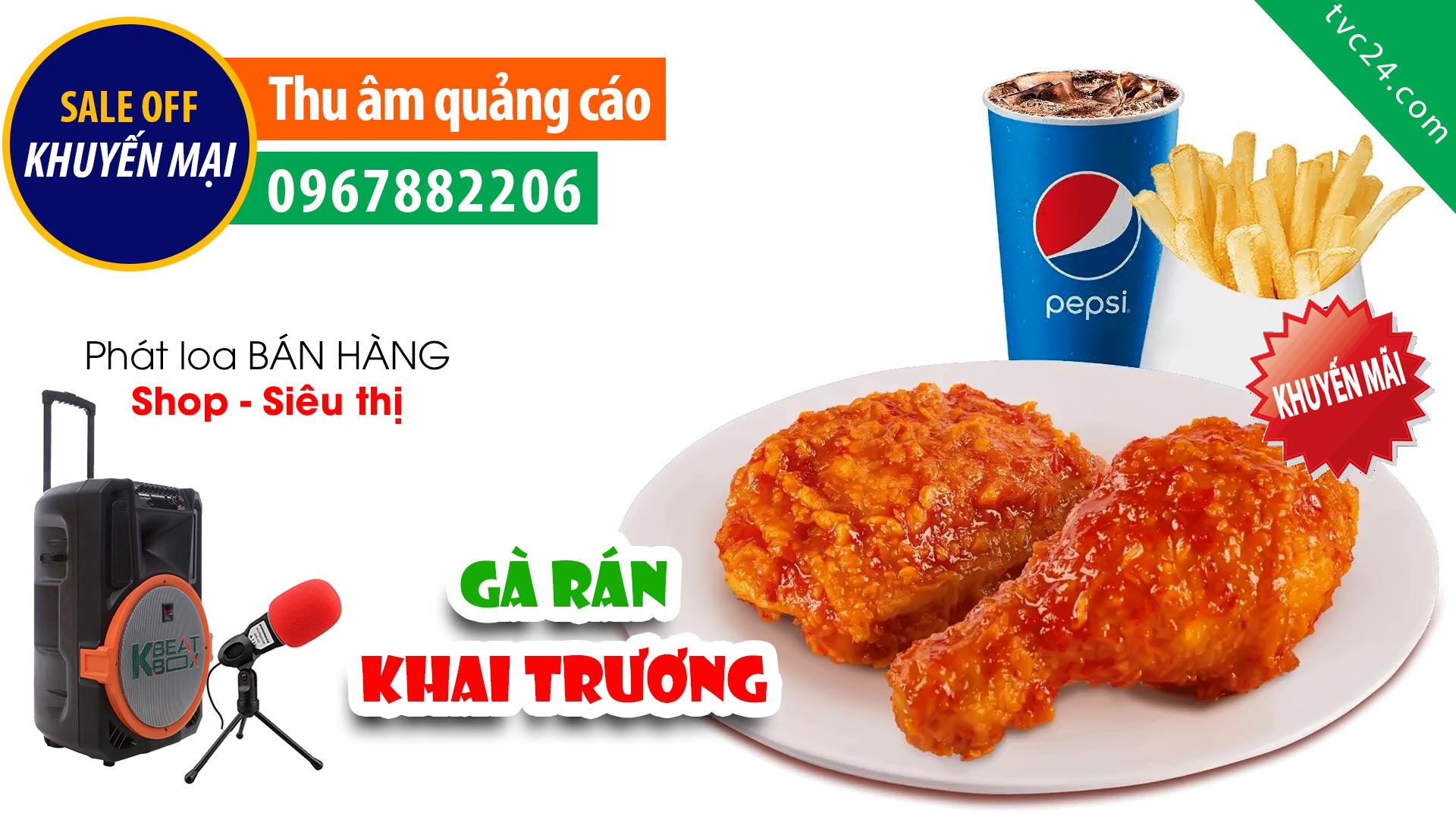 Thu âm Quảng cáo khai trương Gà rán KFC nóng hổi thơm ngon chuẩn vị