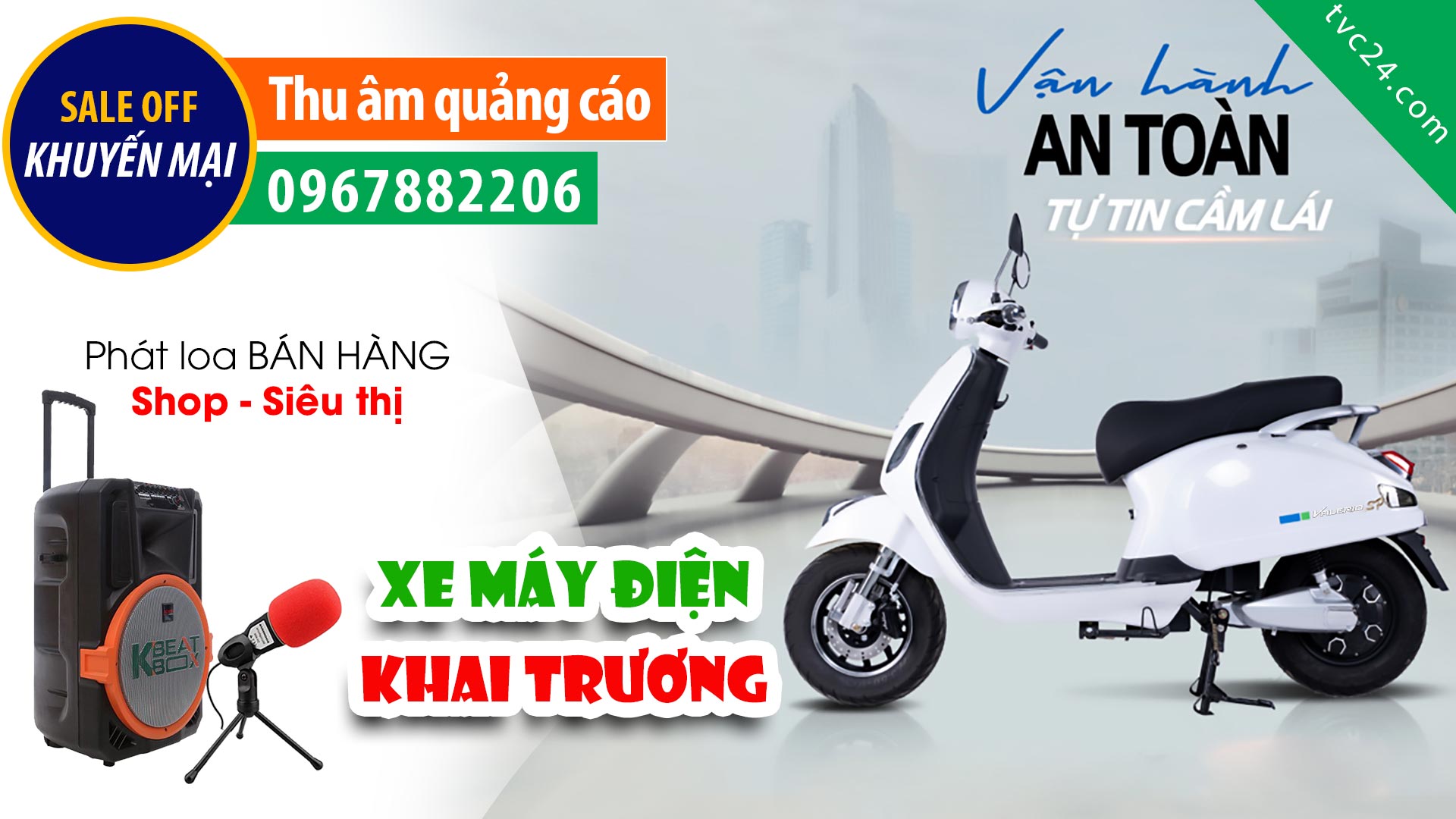 Thu âm Quảng cáo khai trương cửa hàng Xe điện Hải Quỳnh MC đọc chuyên nghiệp