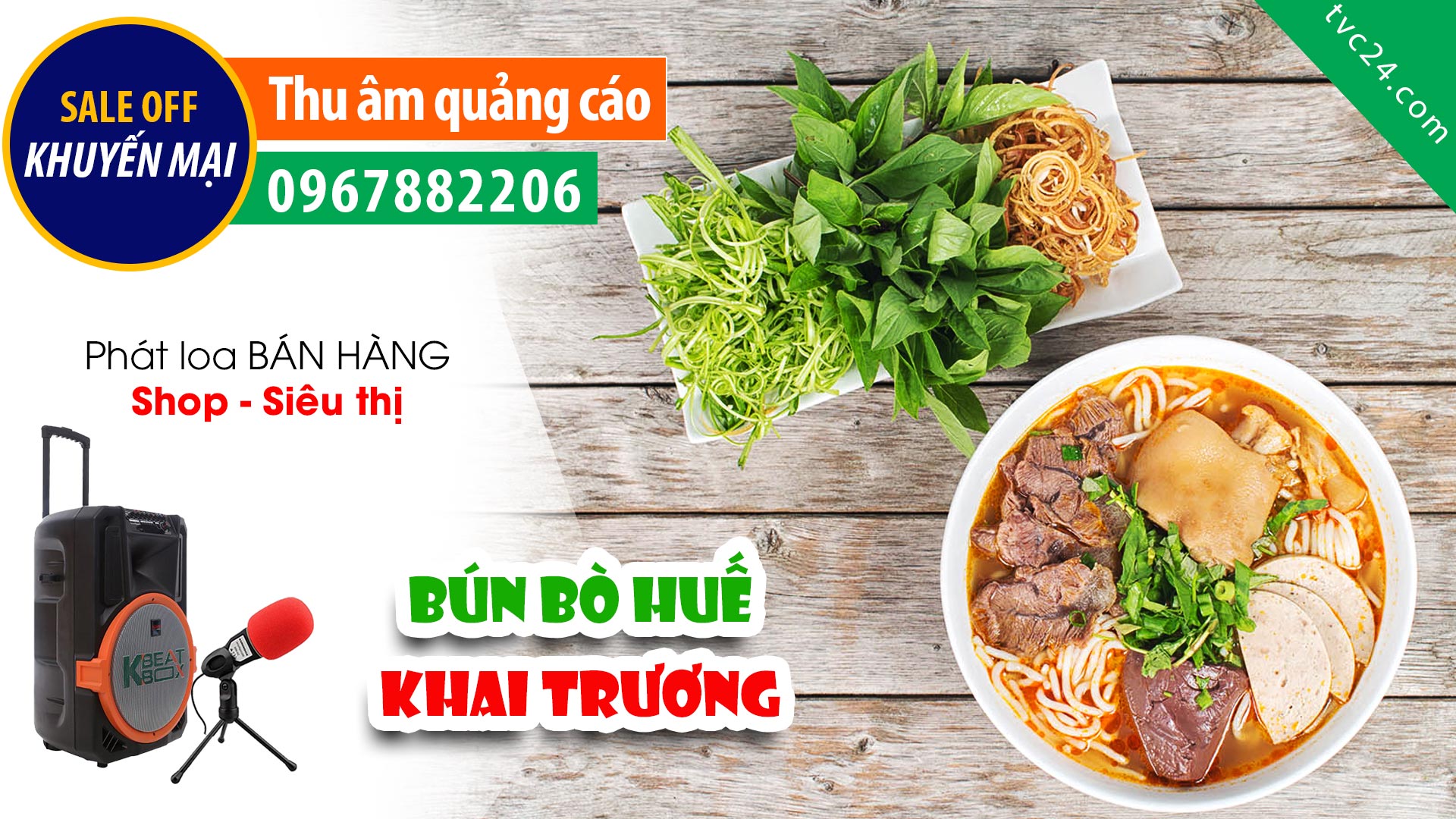 Thu âm quảng cáo KHAI TRƯƠNG | Tiệm Bún bò Nga Huế | MC đọc Phát loa BÁN HÀNG sôi động hấp dẫn thu hút khách hàng