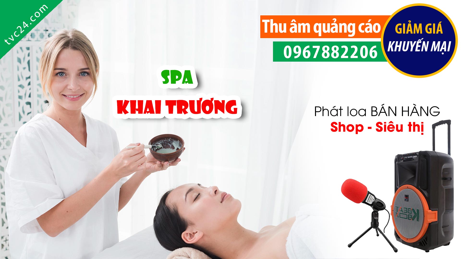 Thu âm Quảng cáo Chí Đức spa TVC24 đọc khuyến mại khai trương