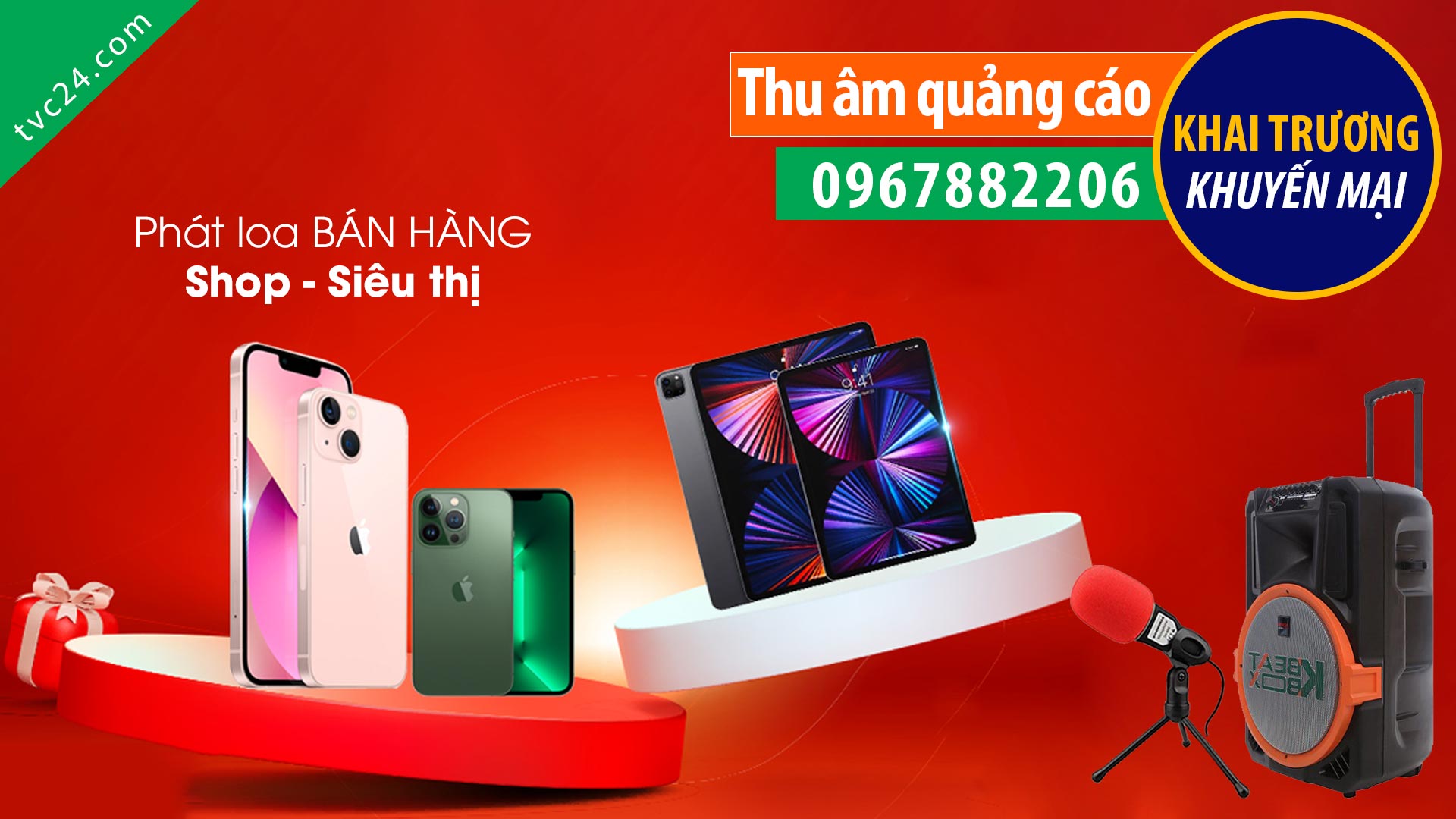 Thu âm Quảng cáo điện thoại Quang Hanh mobile TVC24 đọc Khai trương