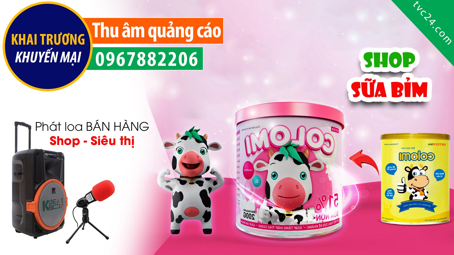 Thu âm khai trương shop Thế giới sữa bỉm Hoàng Tâm TVC24 đọc QC