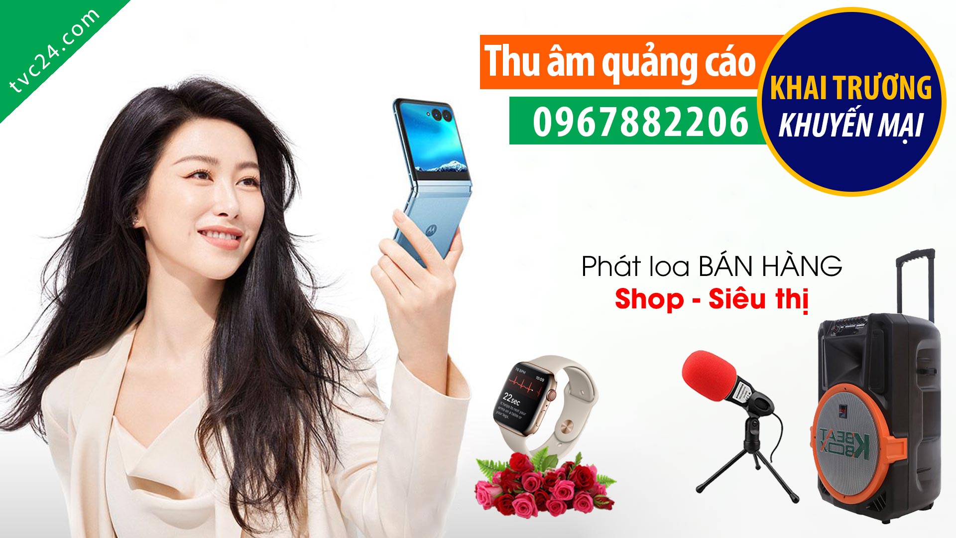 Thu âm khai trương cửa hàng điện thoại Hoàng Minh Mobile