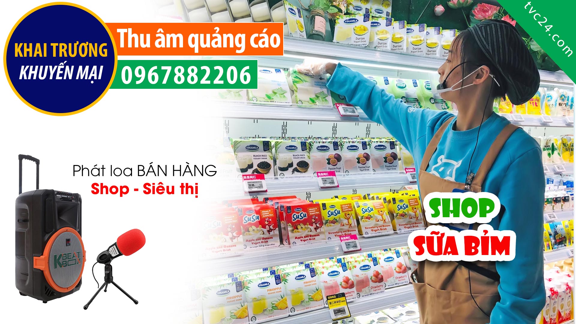 Thu âm Quảng cáo khai trương siêu thị Sữa Bỉm DTH mart MC ghi âm cực hay