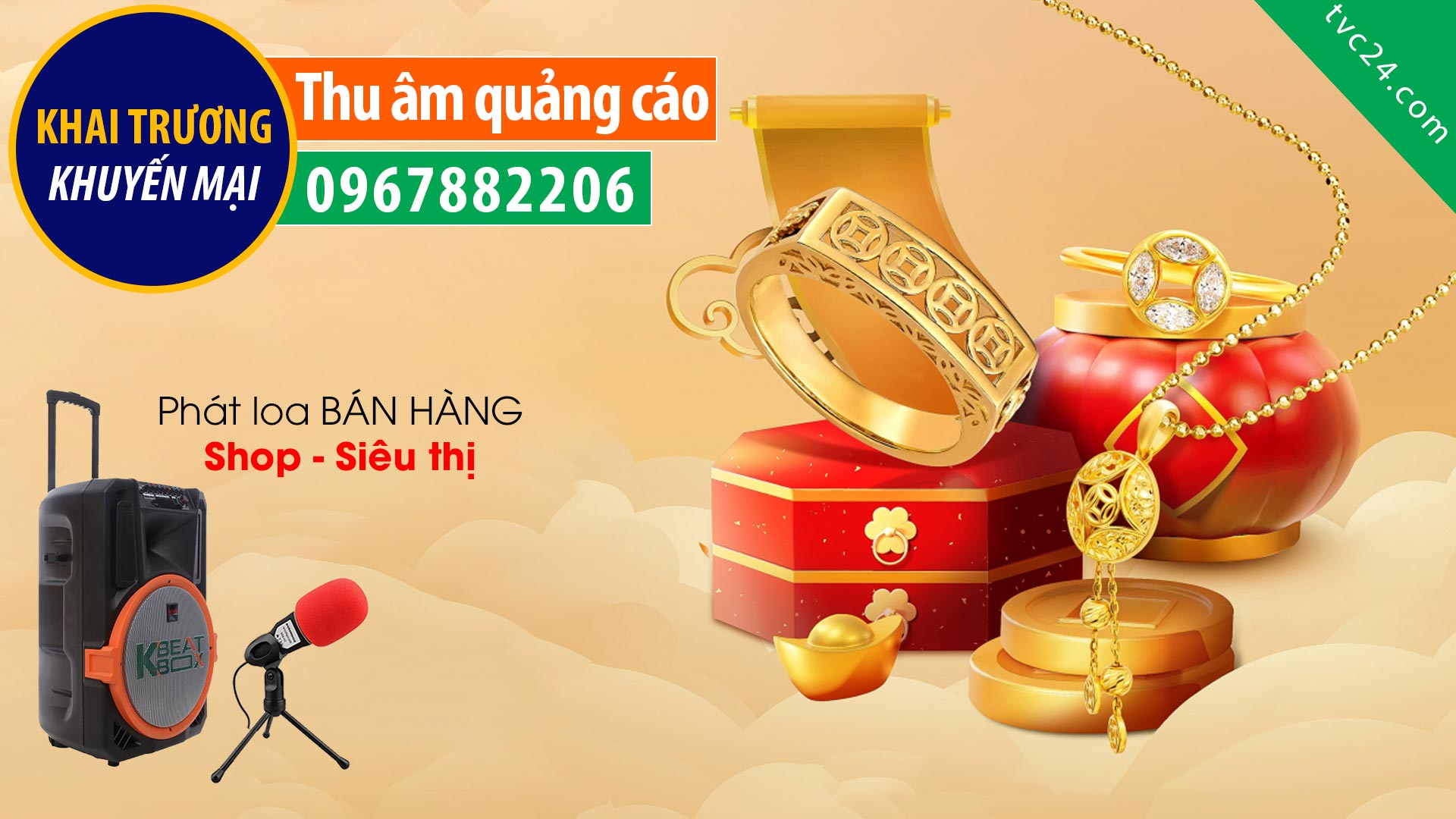 Thu âm Quảng cáo khai trương vàng bạc Cường Anh TVC24 đọc Khuyến mại