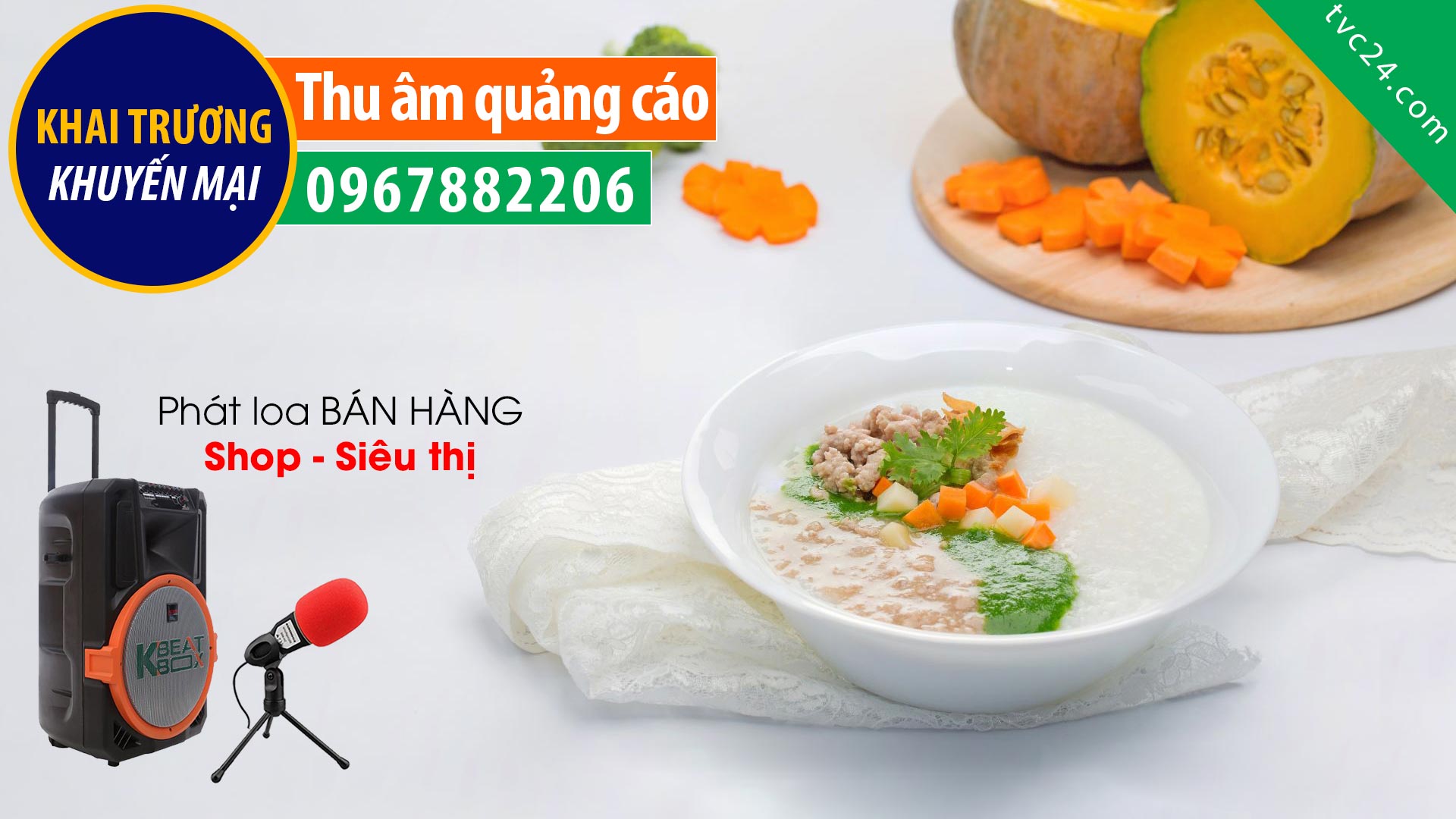 Thu âm Quảng cáo khai trương cửa hàng Cháo dinh dưỡng Hồng Ngọc