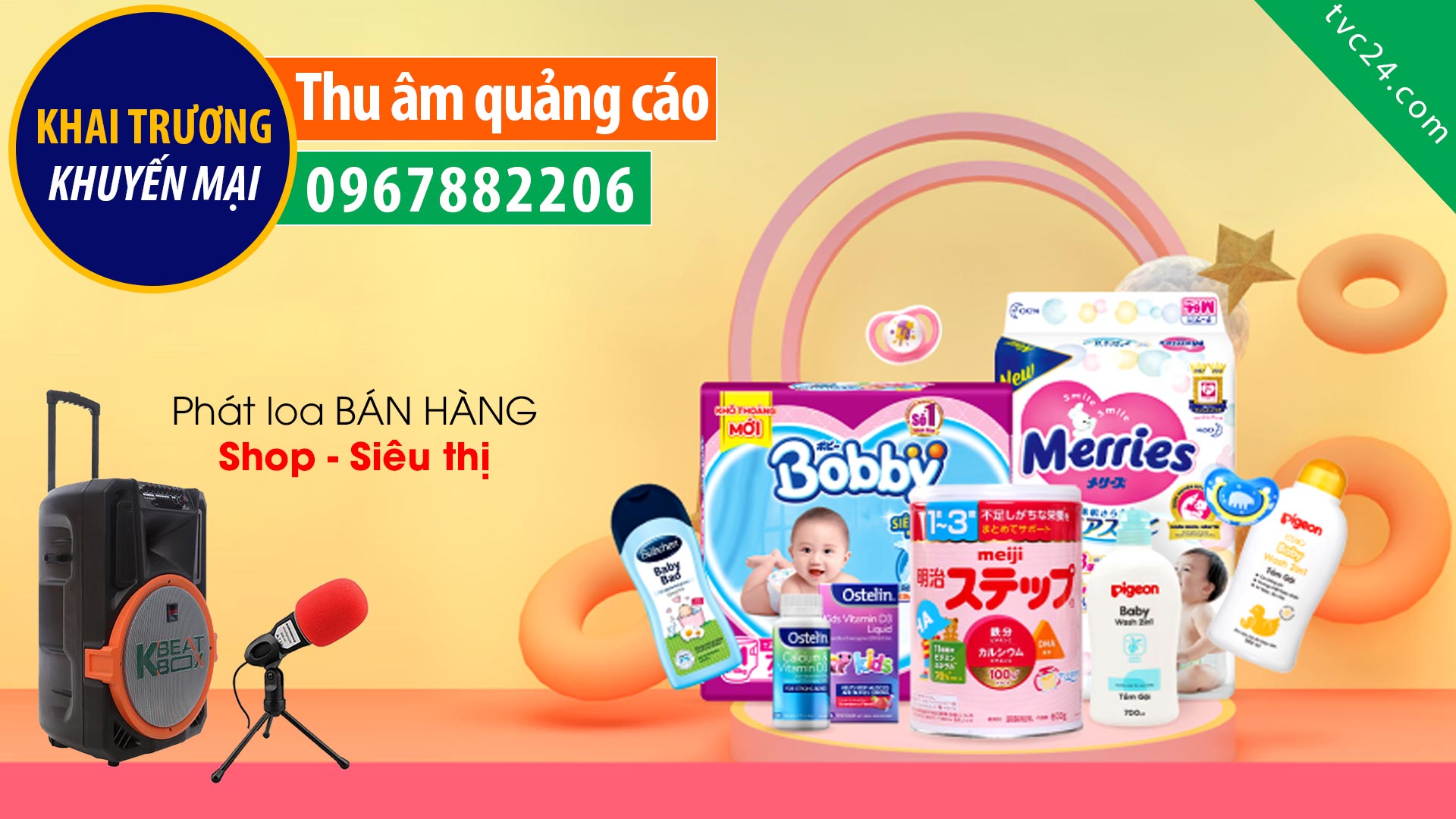 Thu âm quảng cáo khuyến mại shop Mẹ yêu con MC đọc Khai trương